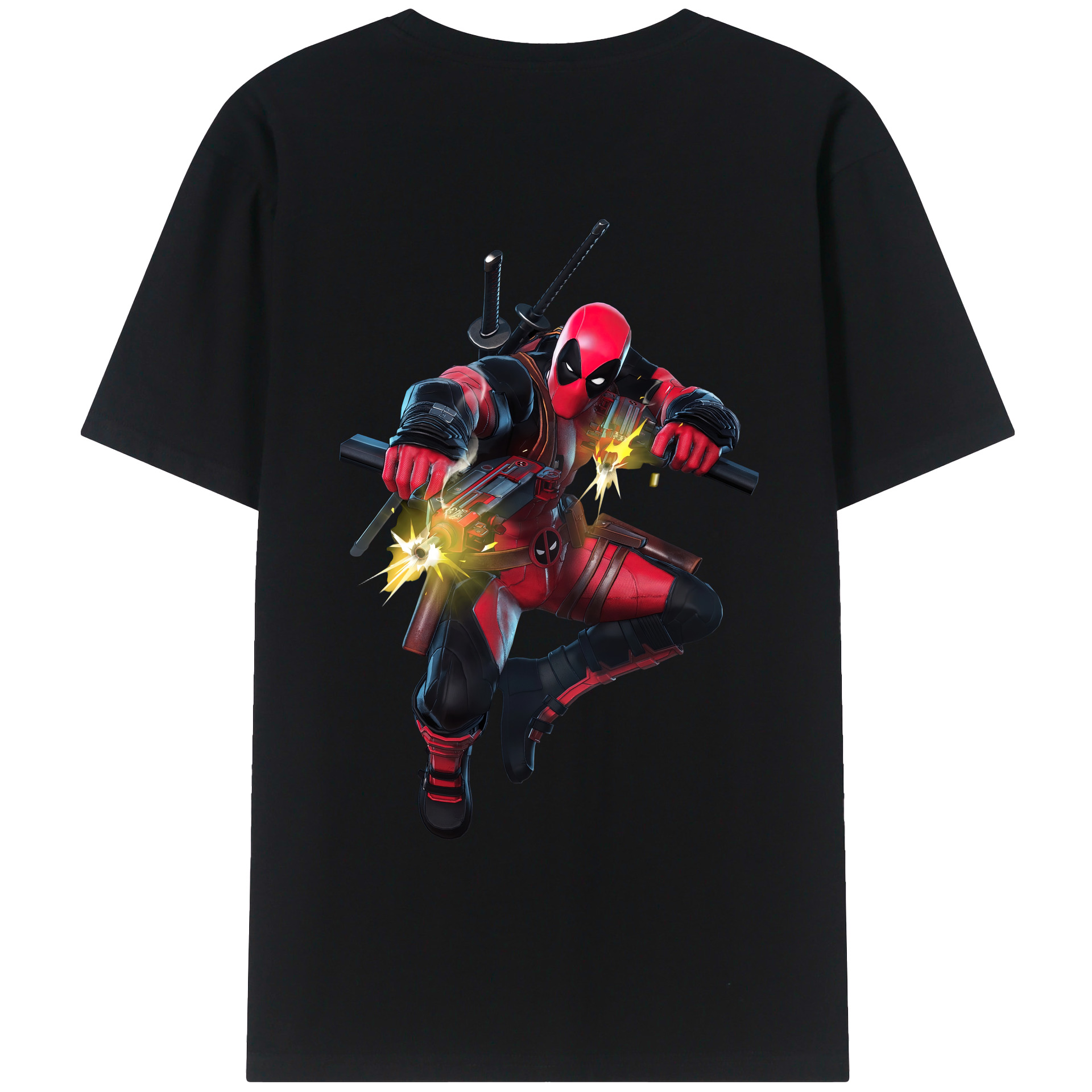 （画像用） Deadpool デッドプール 綿100％ メンズ半袖Tシャツ（バックプリント） 通気性