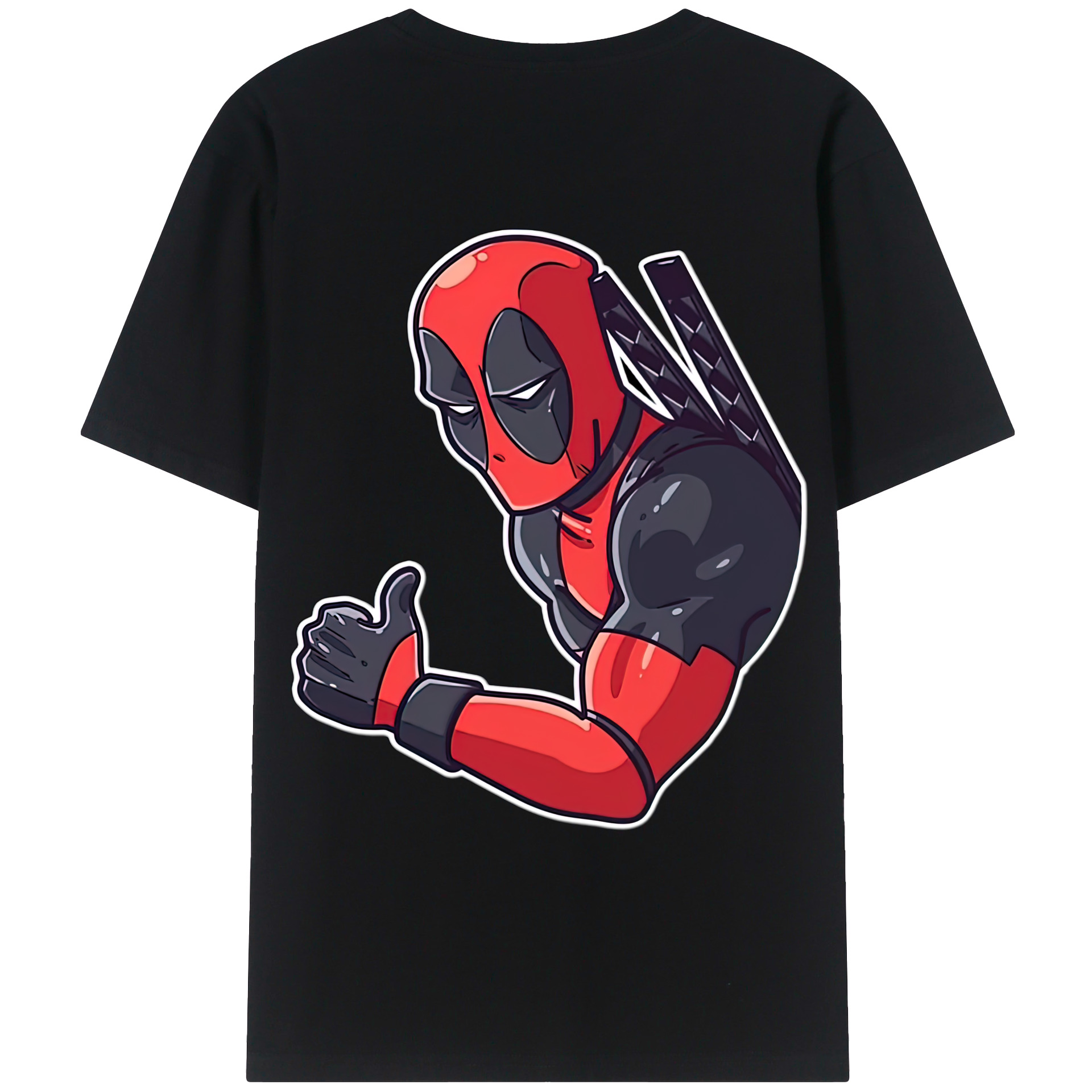 （画像用） Deadpool デッドプール 綿100％ メンズ半袖Tシャツ（バックプリント） 通気性
