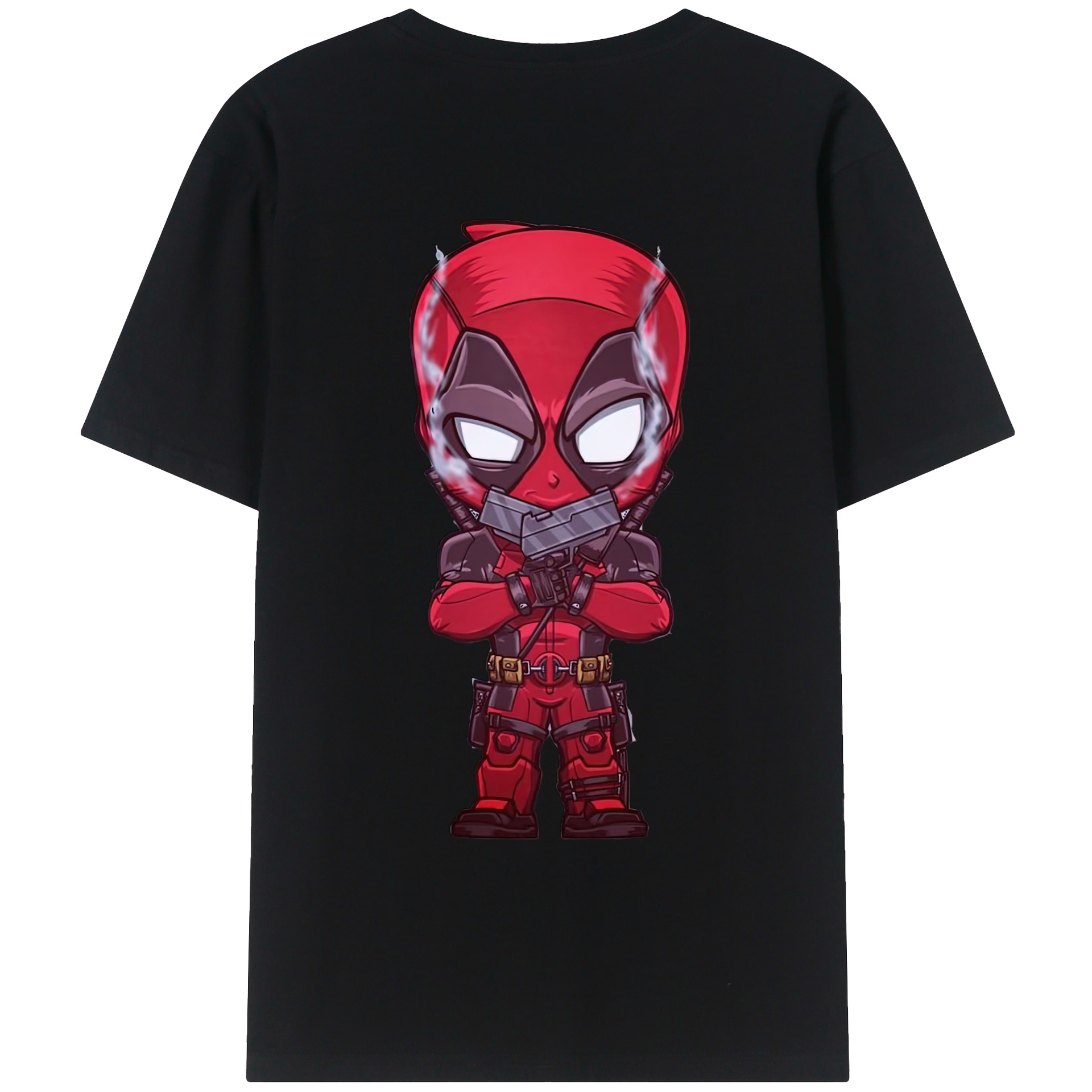 （画像用） Deadpool デッドプール 綿100％ メンズ半袖Tシャツ（バックプリント） 通気性