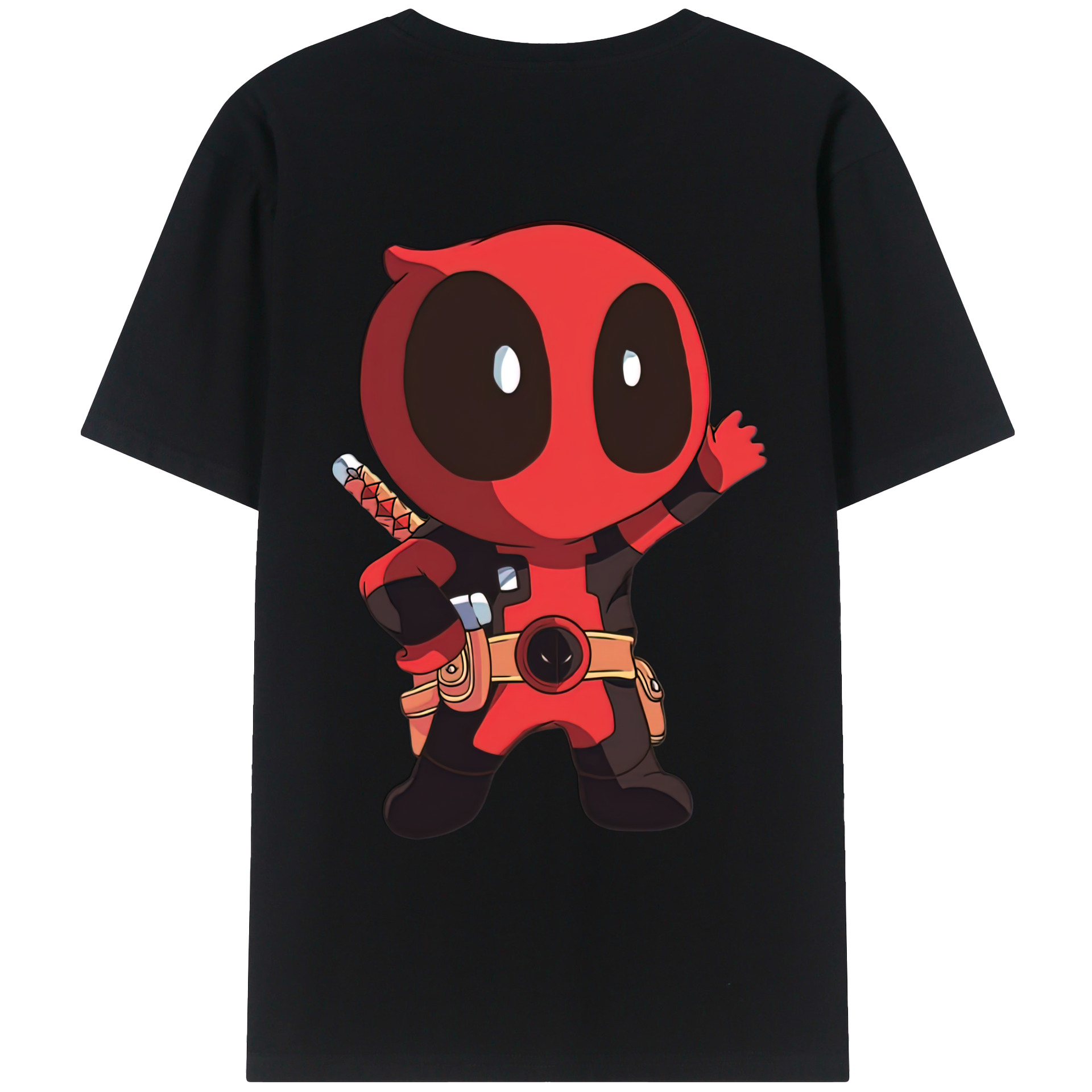 （画像用） Deadpool デッドプール 綿100％ メンズ半袖Tシャツ（バックプリント） 通気性