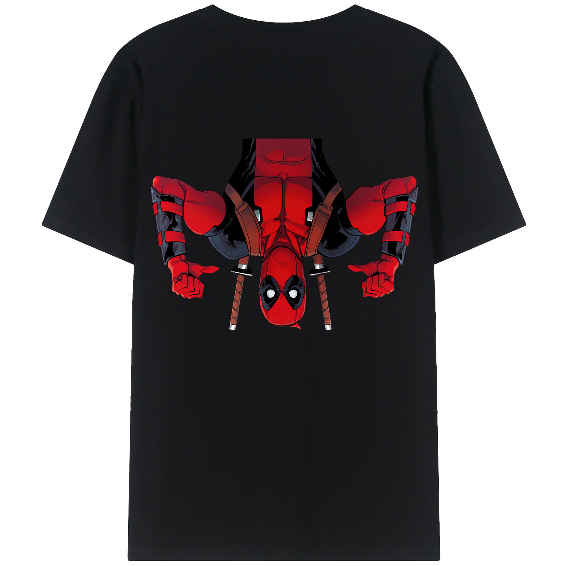 （画像用） Deadpool デッドプール 綿100％ メンズ半袖Tシャツ（バックプリント） 通気性