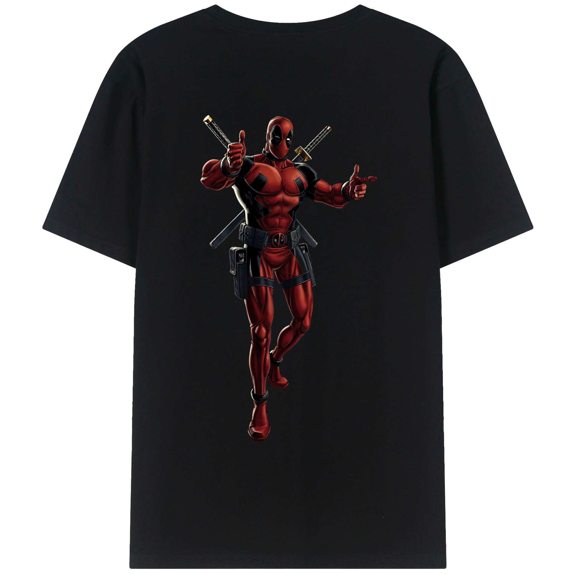 （画像用） Deadpool デッドプール 綿100％ メンズ半袖Tシャツ（バックプリント） 通気性