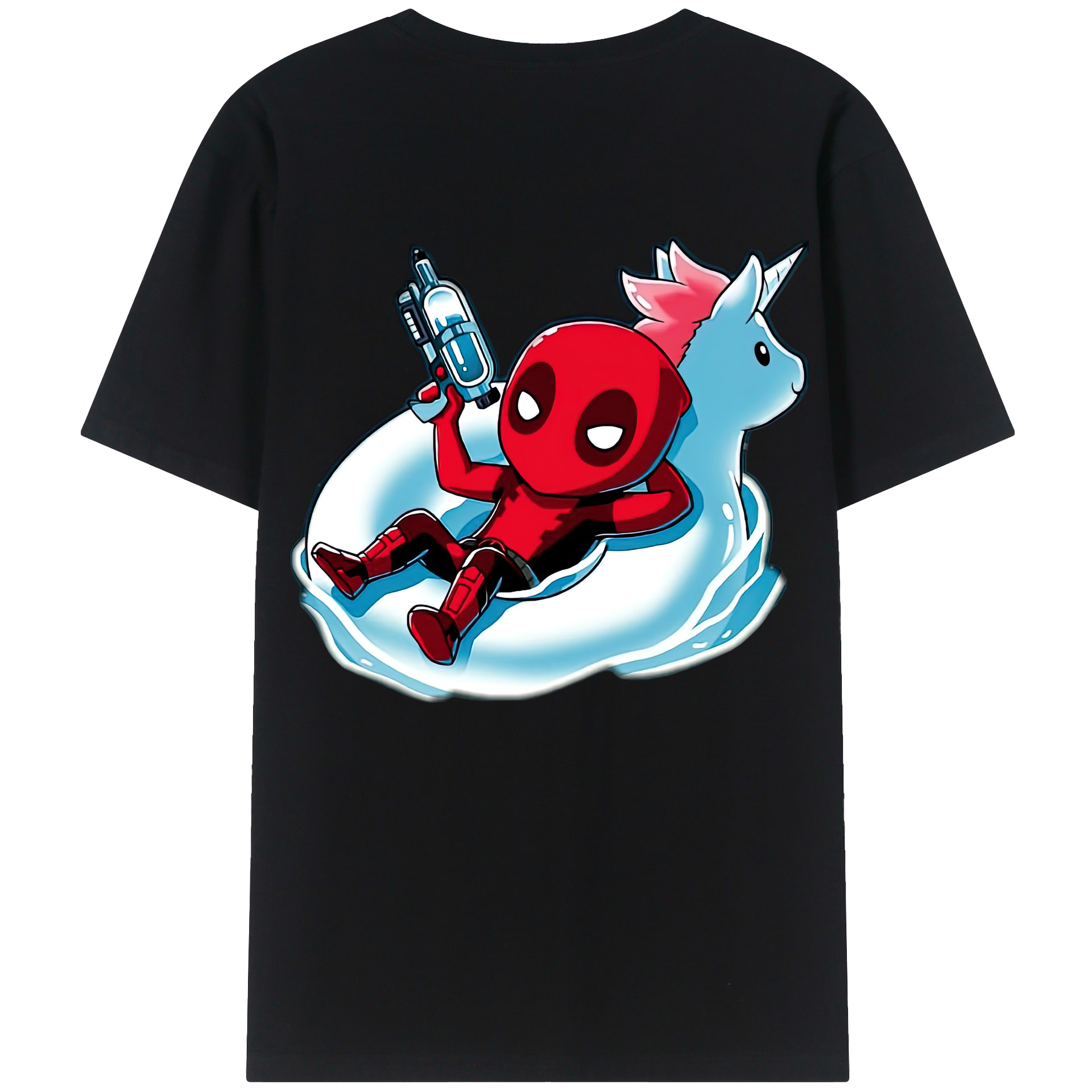 （画像用） Deadpool デッドプール 綿100％ メンズ半袖Tシャツ（バックプリント） 通気性