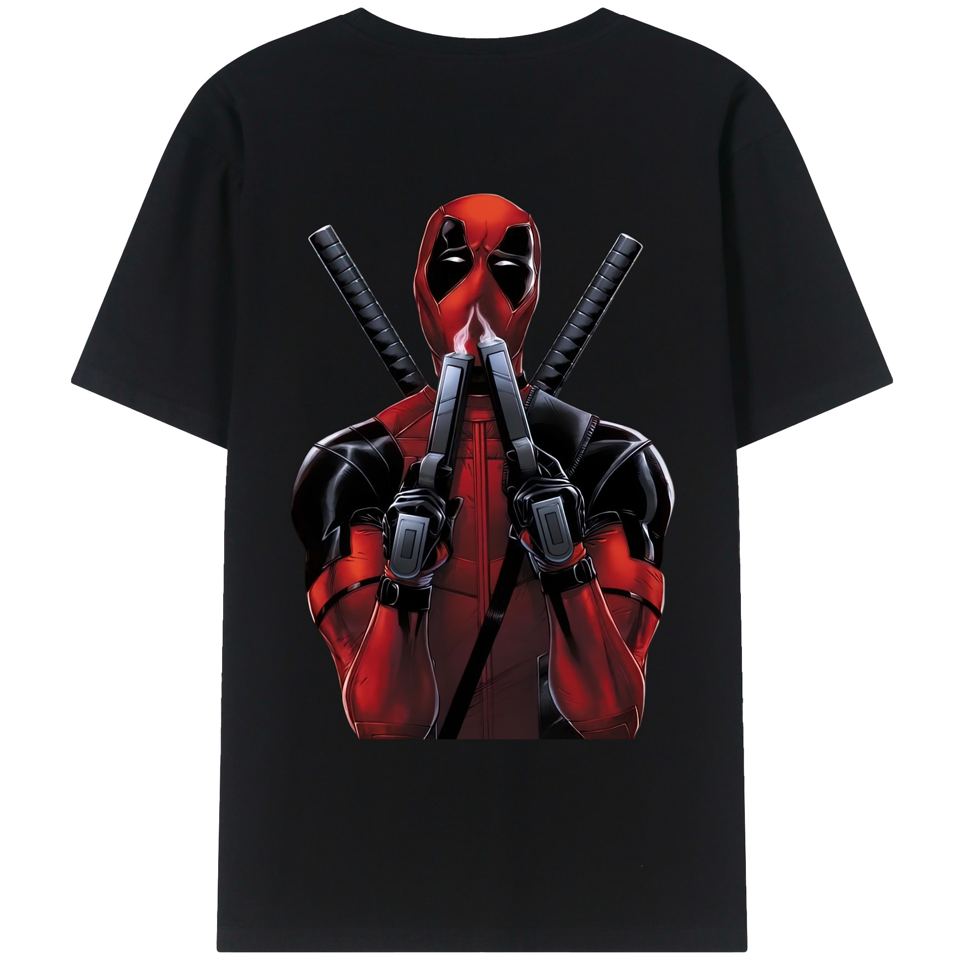 （画像用） Deadpool デッドプール 綿100％ メンズ半袖Tシャツ（バックプリント） 通気性