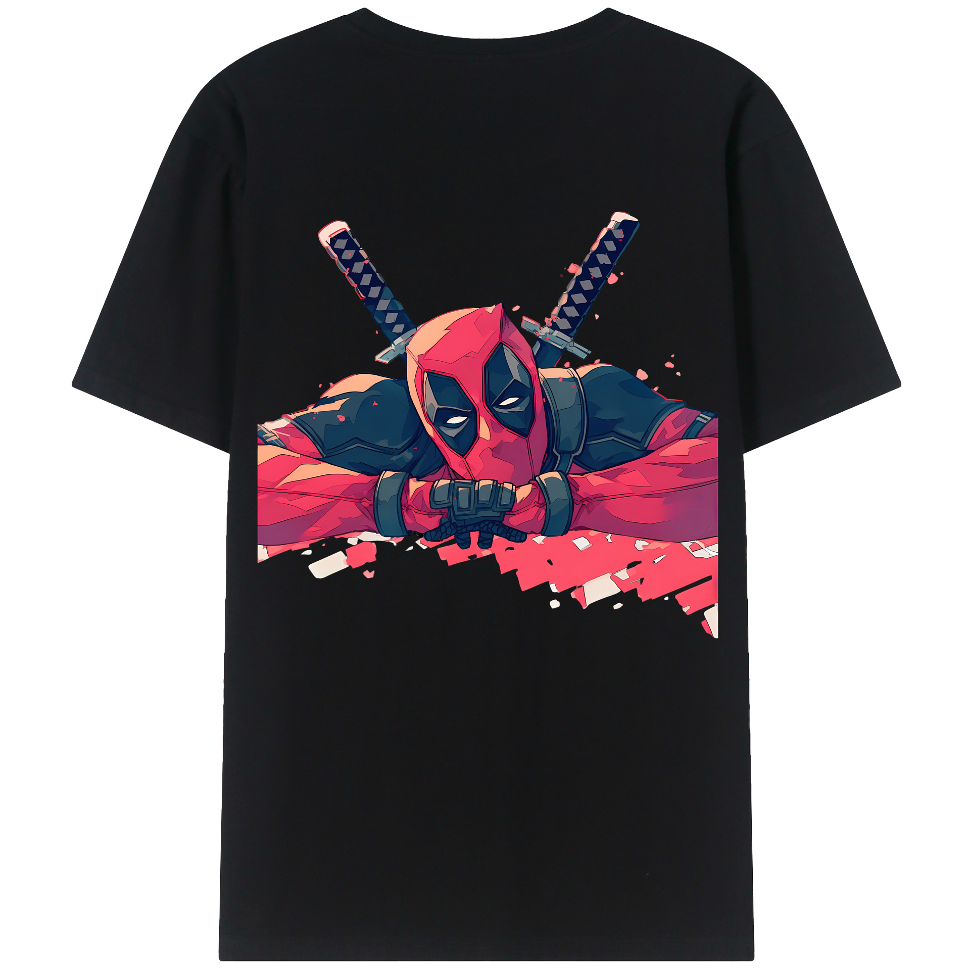 （画像用） Deadpool デッドプール 綿100％ メンズ半袖Tシャツ（バックプリント） 通気性