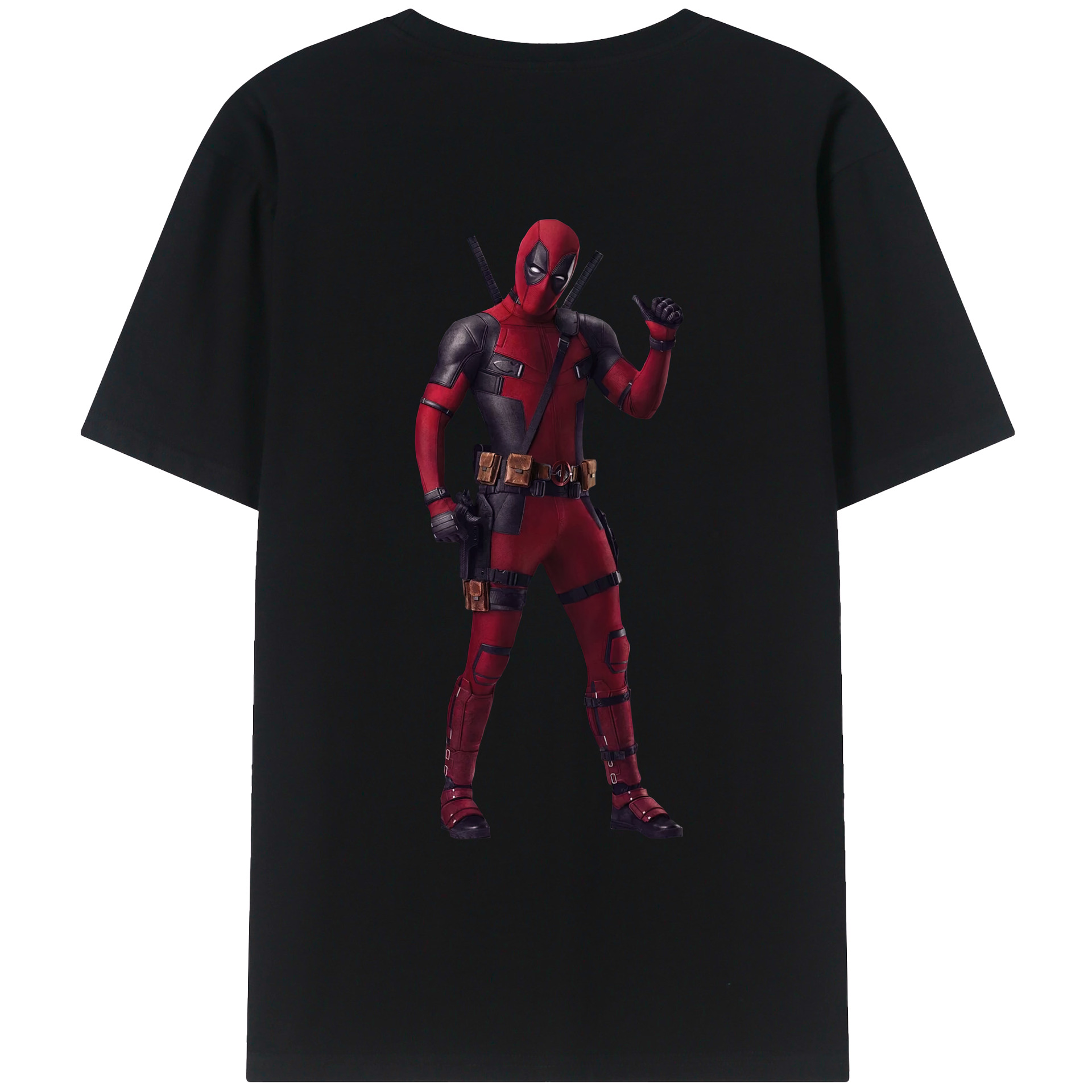 （画像用） Deadpool デッドプール 綿100％ メンズ半袖Tシャツ（バックプリント） 通気性