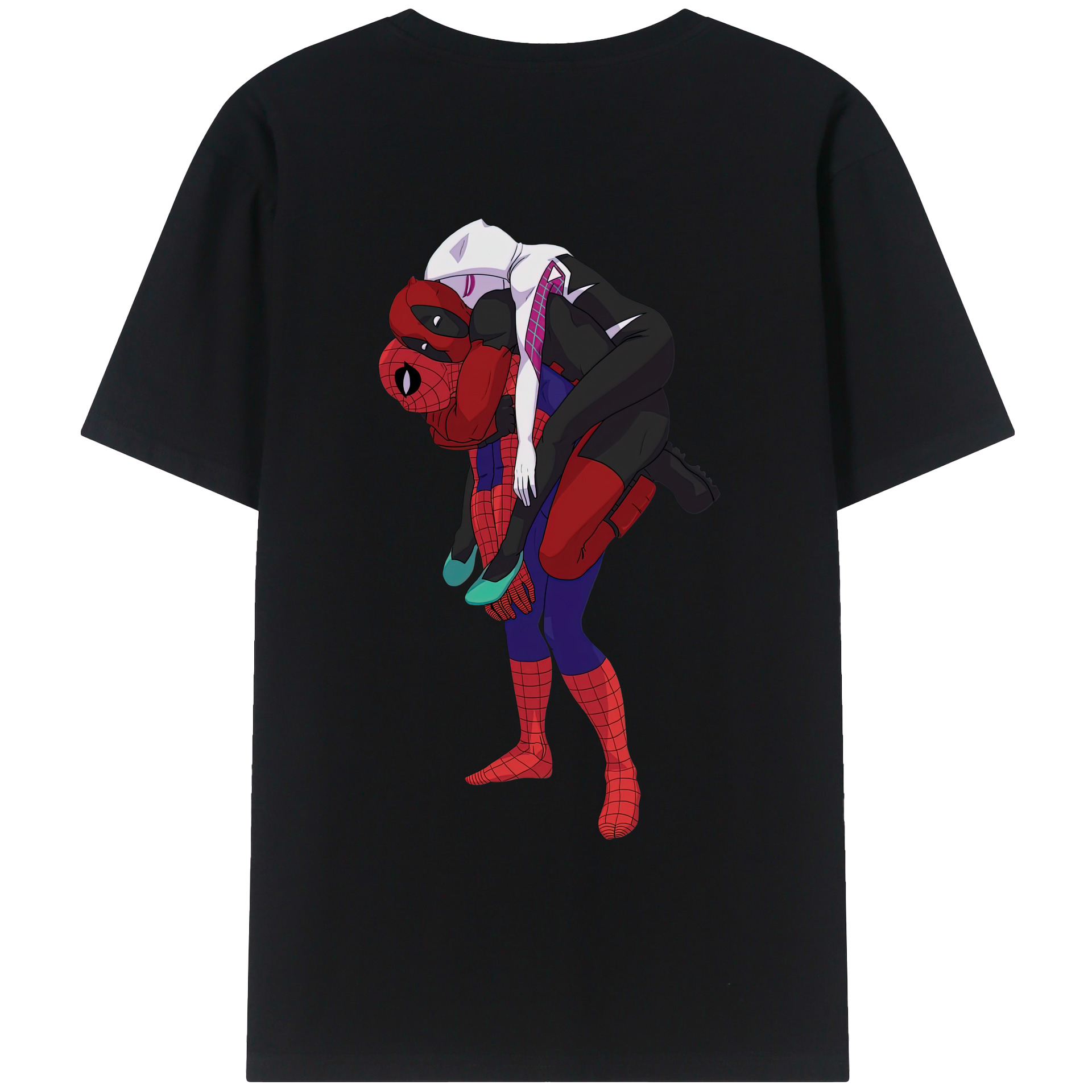 （画像用） Deadpool デッドプール 綿100％ メンズ半袖Tシャツ（バックプリント） 通気性