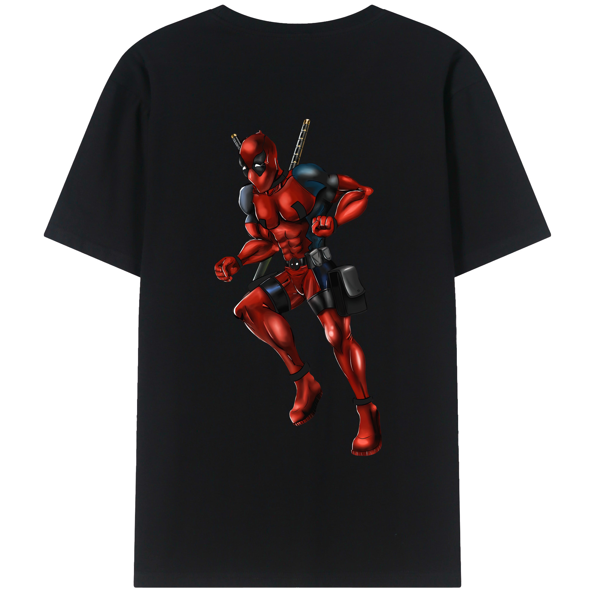 （画像用） Deadpool デッドプール 綿100％ メンズ半袖Tシャツ（バックプリント） 通気性