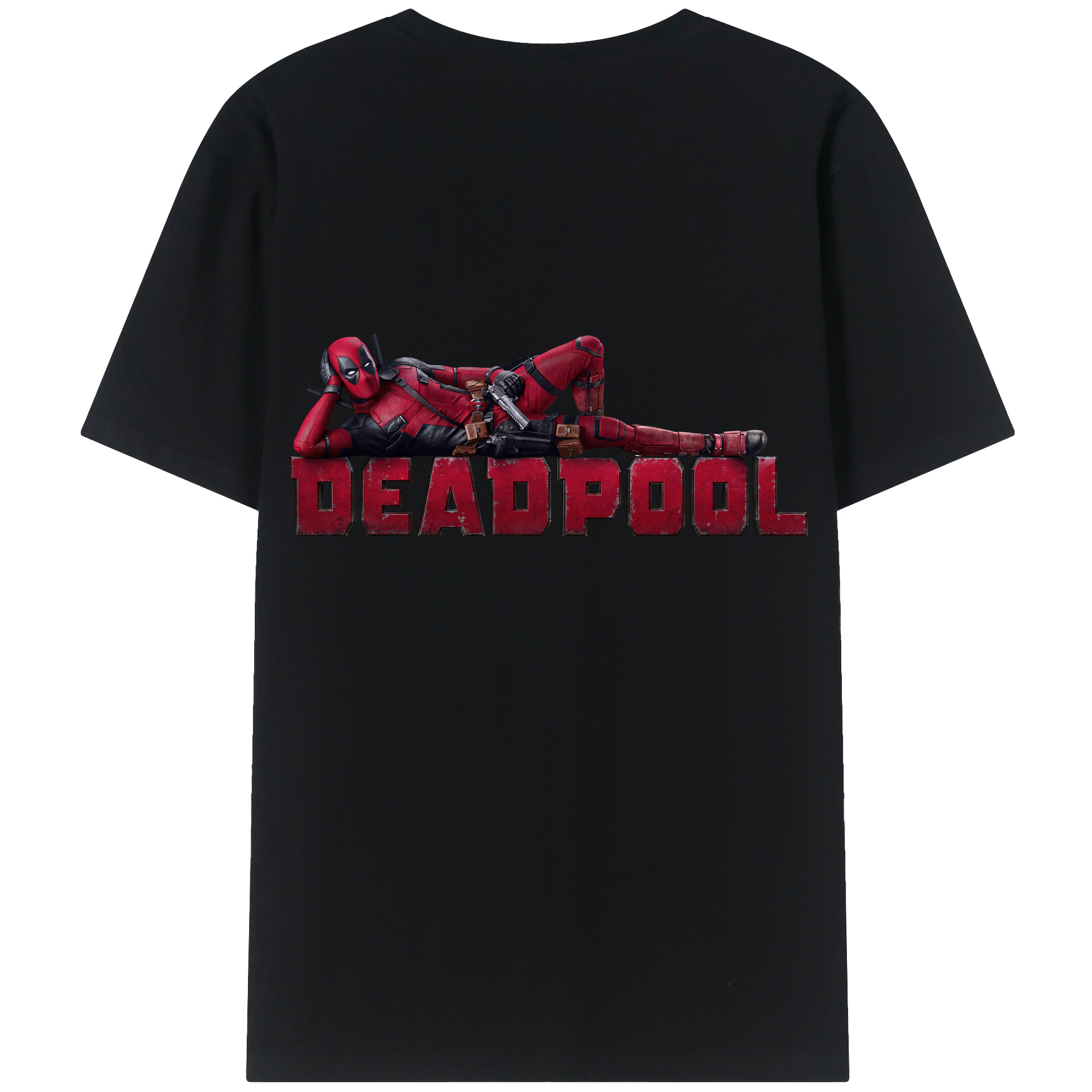 （画像用） Deadpool デッドプール 綿100％ メンズ半袖Tシャツ（バックプリント） 通気性