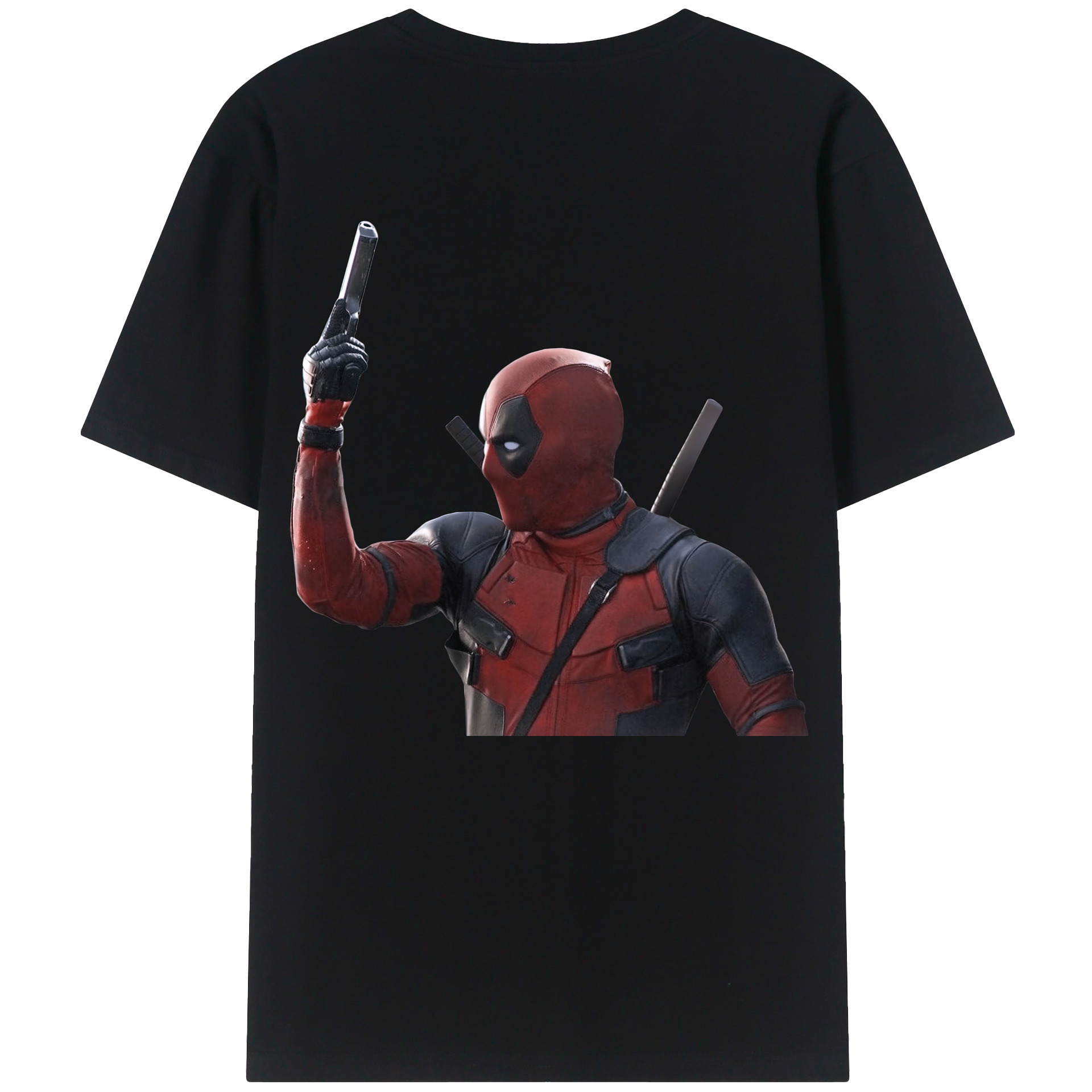 （画像用） Deadpool デッドプール 綿100％ メンズ半袖Tシャツ（バックプリント） 通気性