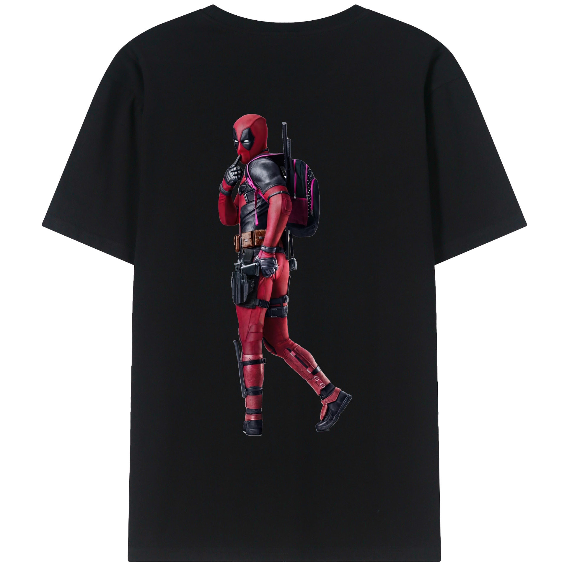 （画像用） Deadpool デッドプール 綿100％ メンズ半袖Tシャツ（バックプリント） 通気性
