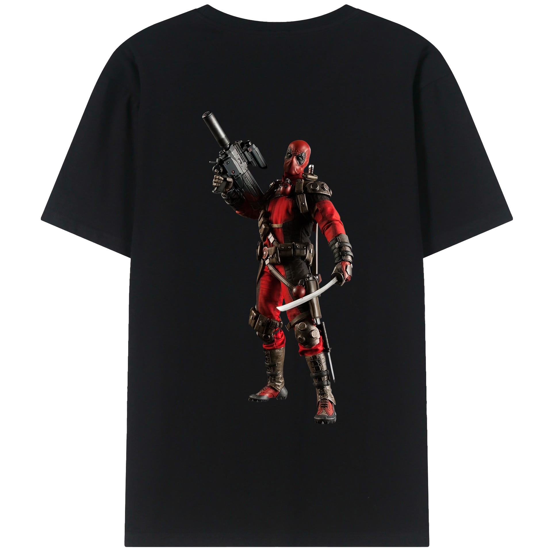 （画像用） Deadpool デッドプール 綿100％ メンズ半袖Tシャツ（バックプリント） 通気性