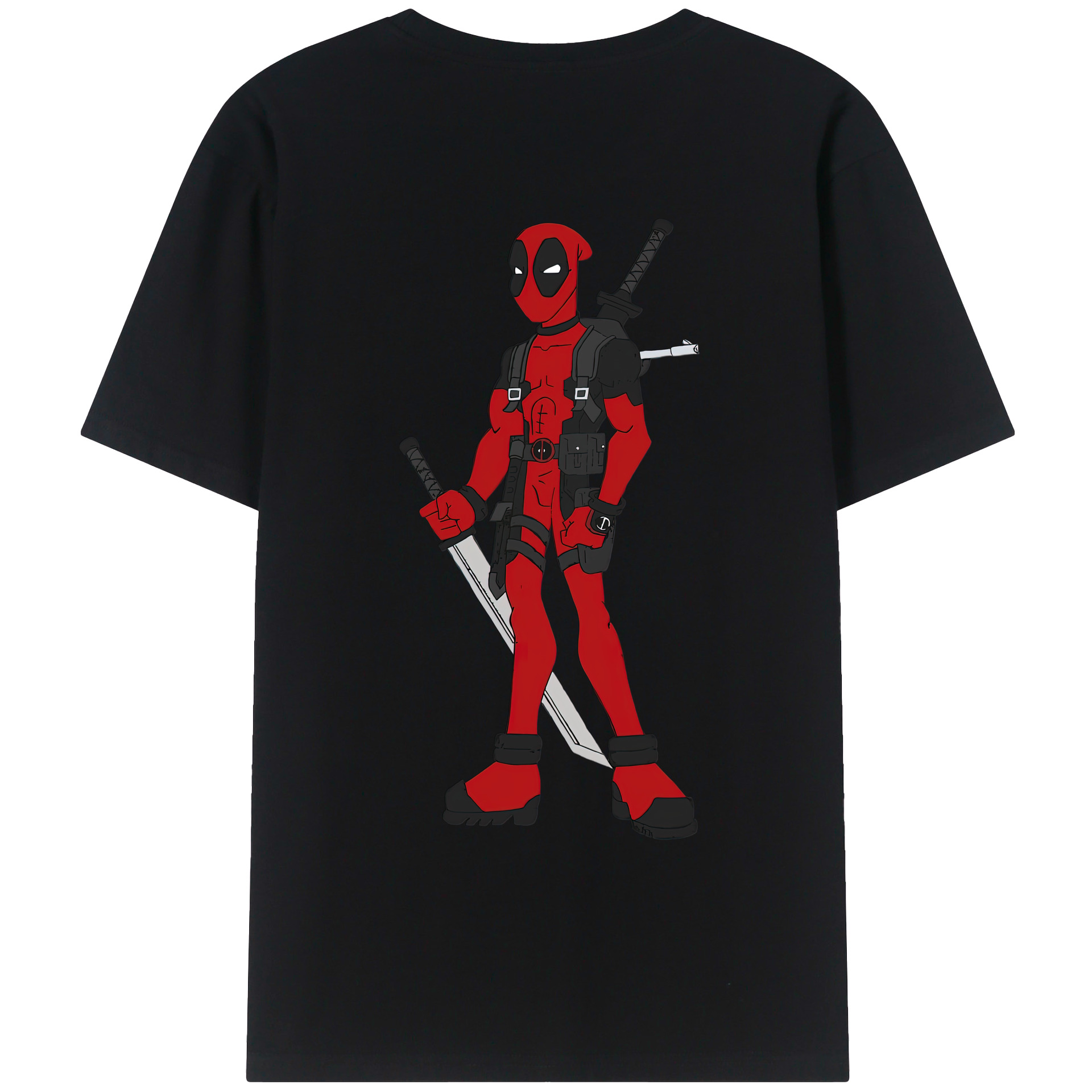 （画像用） Deadpool デッドプール 綿100％ メンズ半袖Tシャツ（バックプリント） 通気性