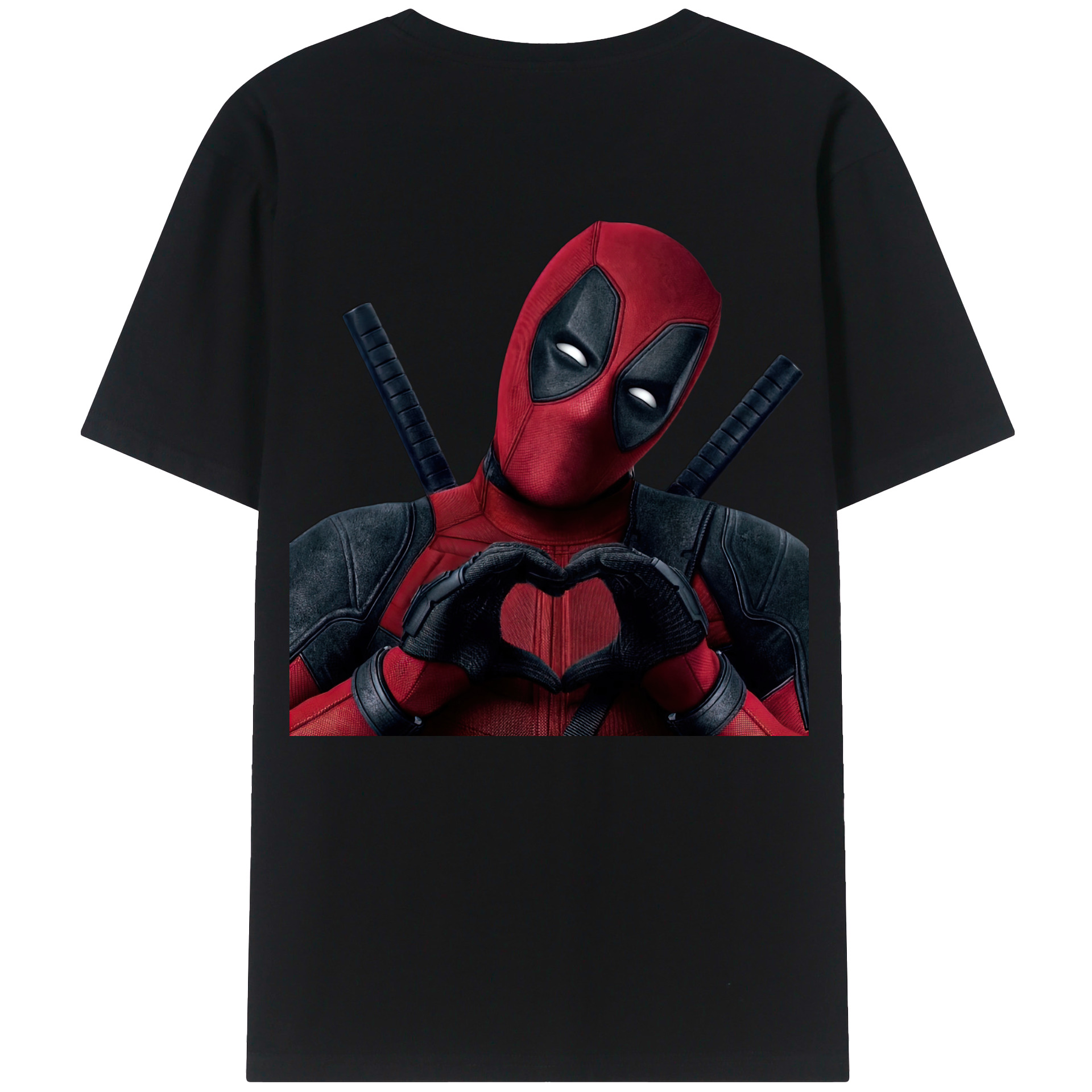 （画像用） Deadpool デッドプール 綿100％ メンズ半袖Tシャツ（バックプリント） 通気性