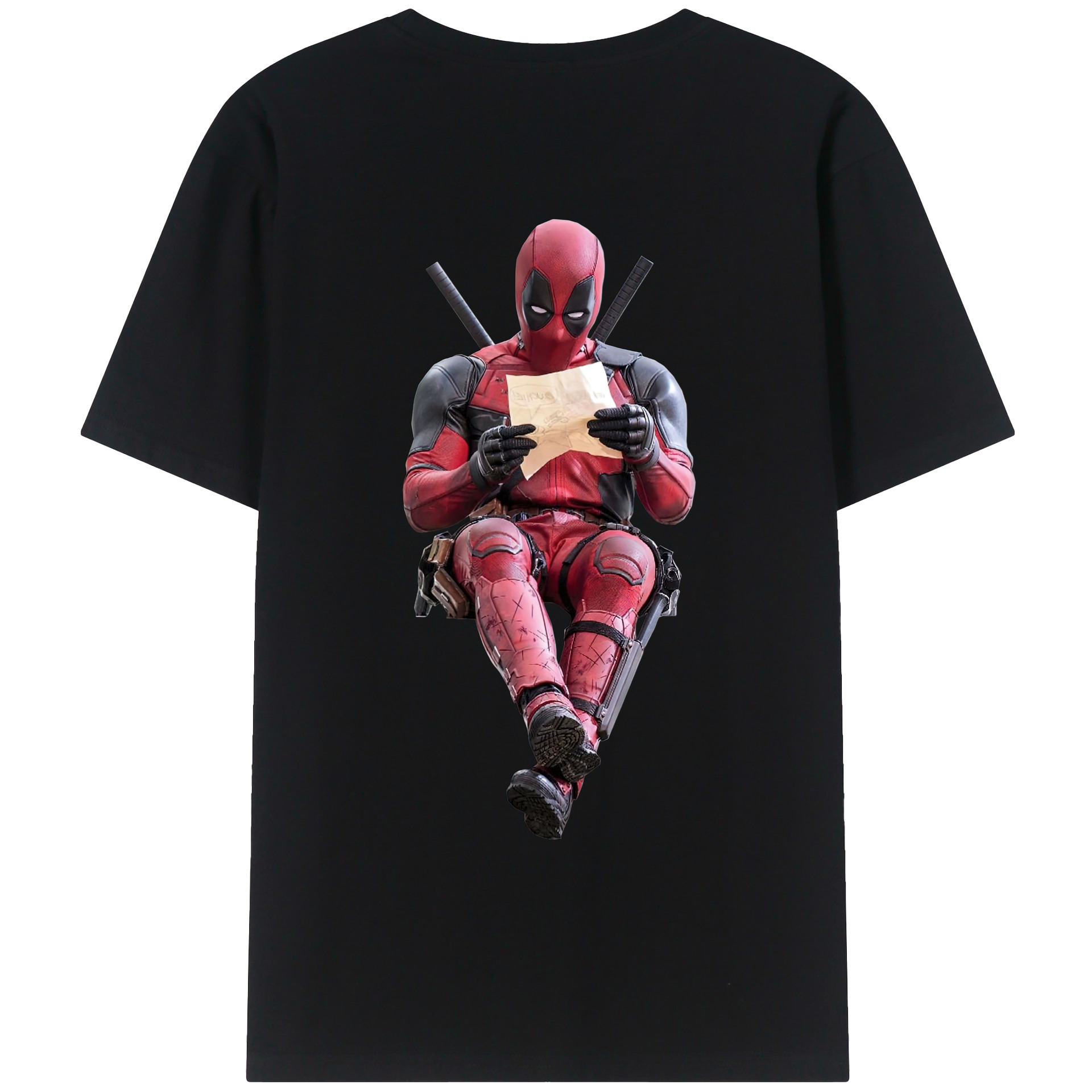 （画像用） Deadpool デッドプール 綿100％ メンズ半袖Tシャツ（バックプリント） 通気性