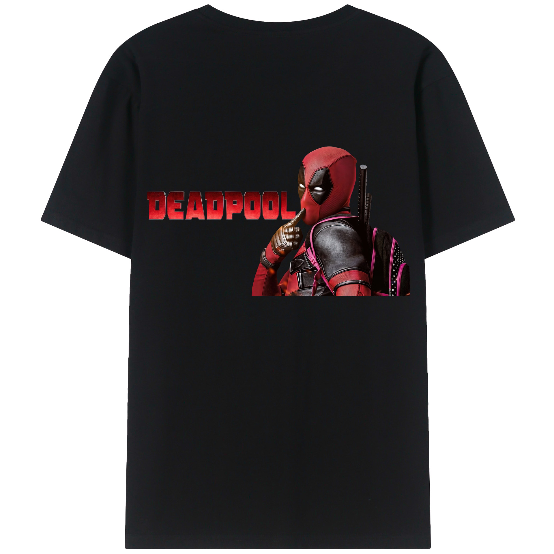 （画像用） Deadpool デッドプール 綿100％ メンズ半袖Tシャツ（バックプリント） 通気性