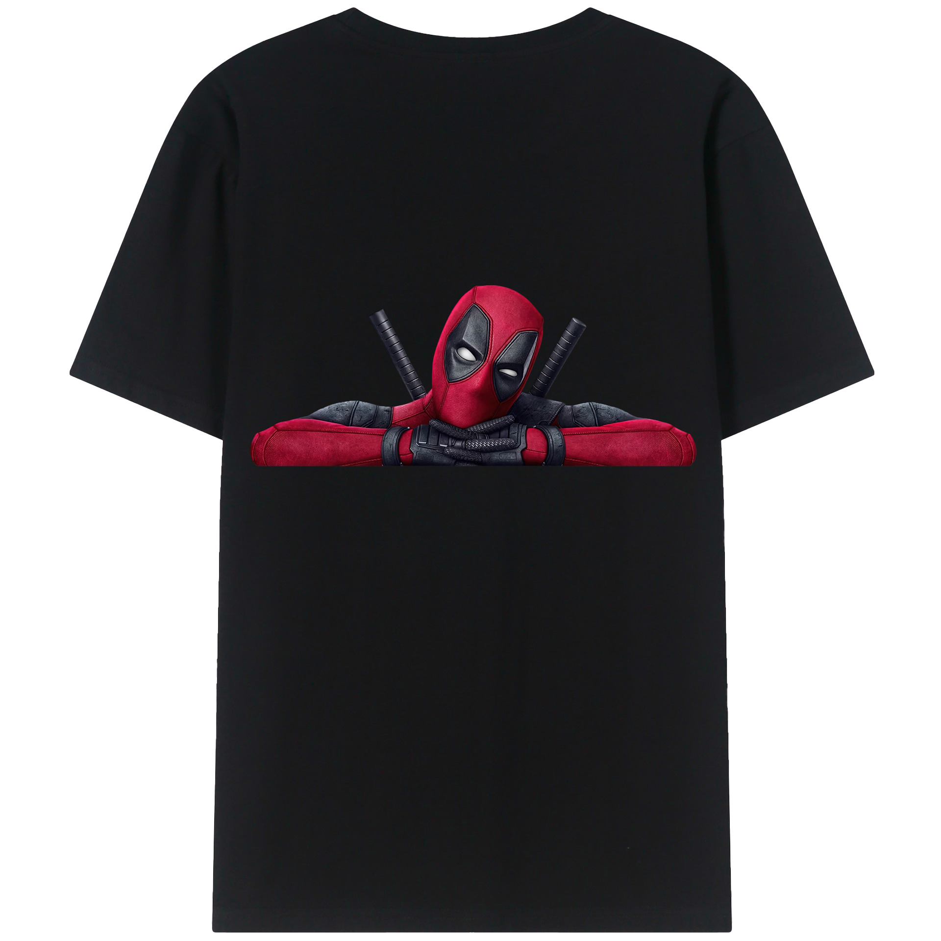 （画像用） Deadpool デッドプール 綿100％ メンズ半袖Tシャツ（バックプリント） 通気性