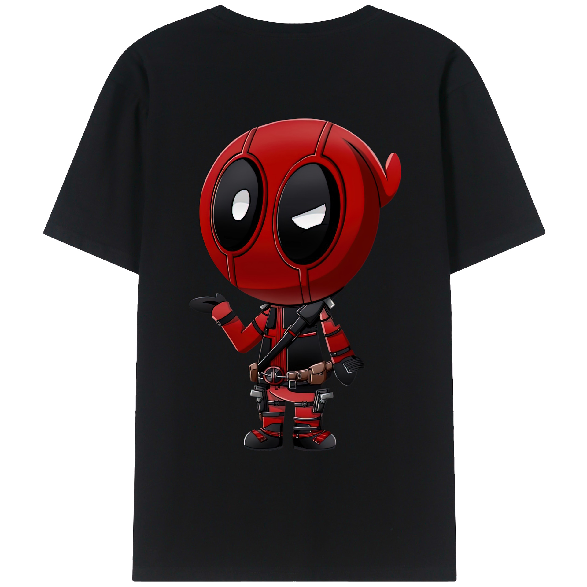 （画像用） Deadpool デッドプール 綿100％ メンズ半袖Tシャツ（バックプリント） 通気性