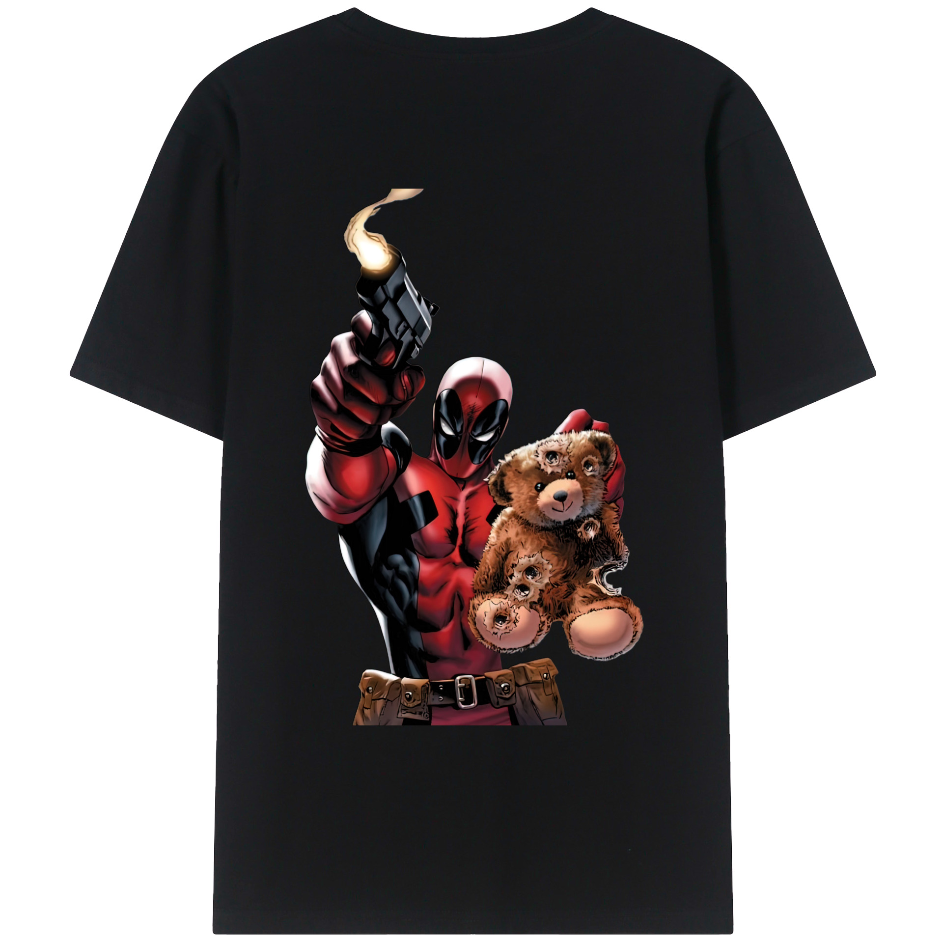 （画像用） Deadpool デッドプール 綿100％ メンズ半袖Tシャツ（バックプリント） 通気性