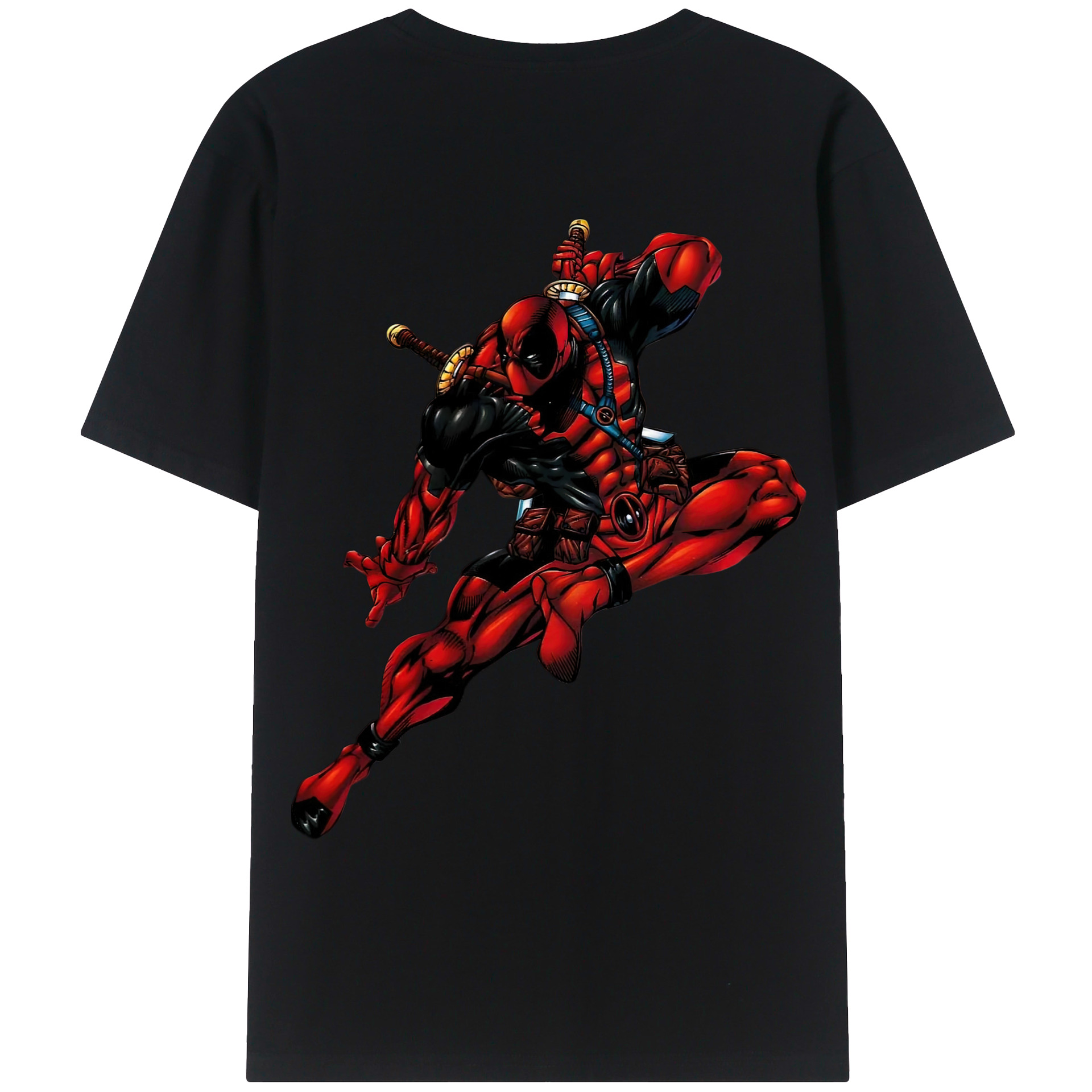 （画像用） Deadpool デッドプール 綿100％ メンズ半袖Tシャツ（バックプリント） 通気性