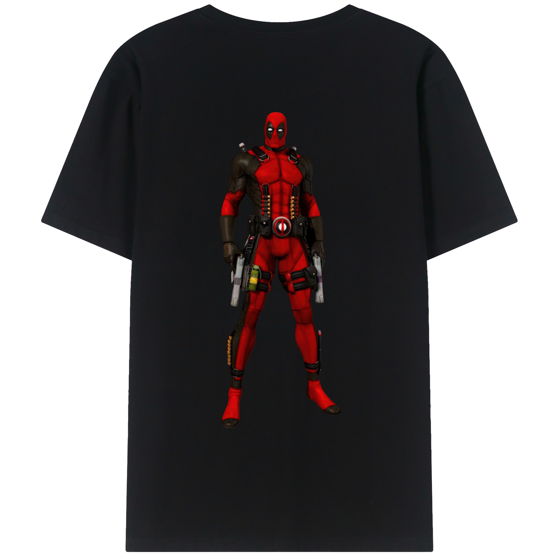（画像用） Deadpool デッドプール 綿100％ メンズ半袖Tシャツ（バックプリント） 通気性