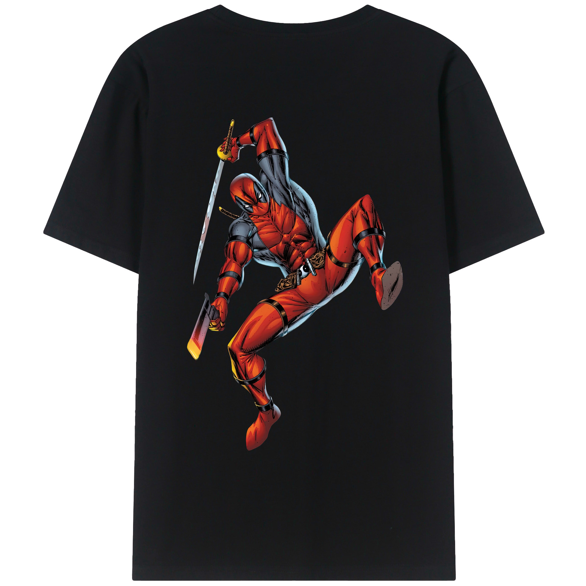 （画像用） Deadpool デッドプール 綿100％ メンズ半袖Tシャツ（バックプリント） 通気性