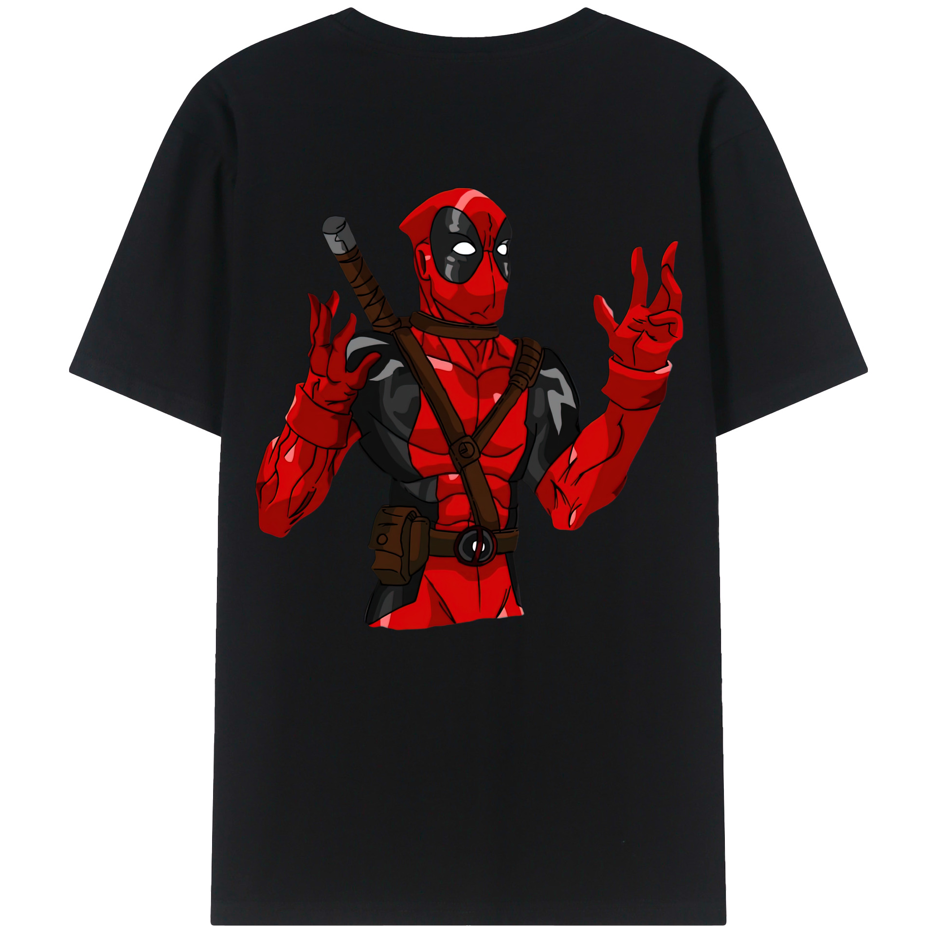 （画像用） Deadpool デッドプール 綿100％ メンズ半袖Tシャツ（バックプリント） 通気性