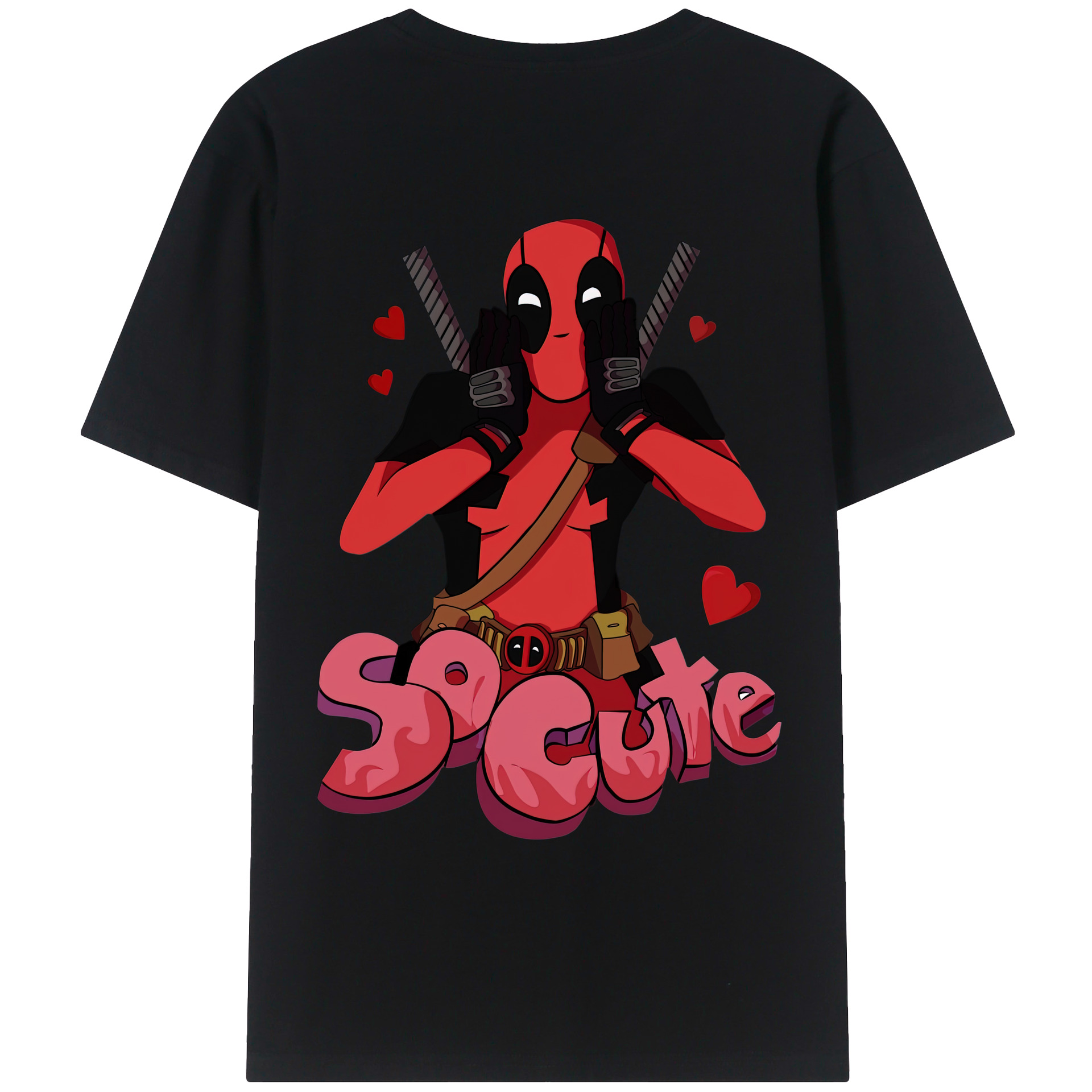 （画像用） Deadpool デッドプール 綿100％ メンズ半袖Tシャツ（バックプリント） 通気性