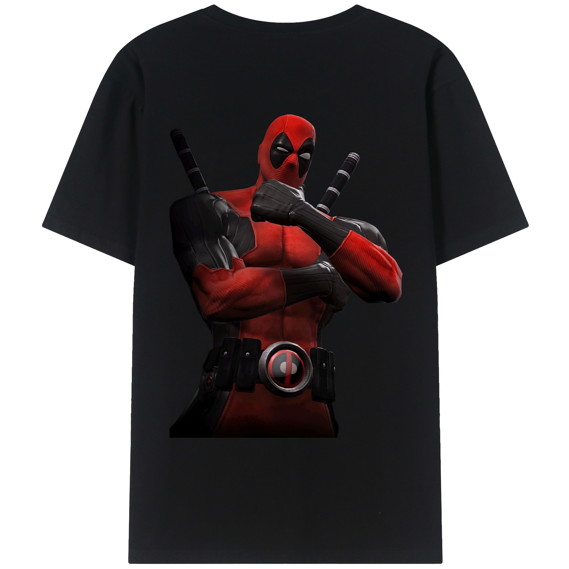 （画像用） Deadpool デッドプール 綿100％ メンズ半袖Tシャツ（バックプリント） 通気性