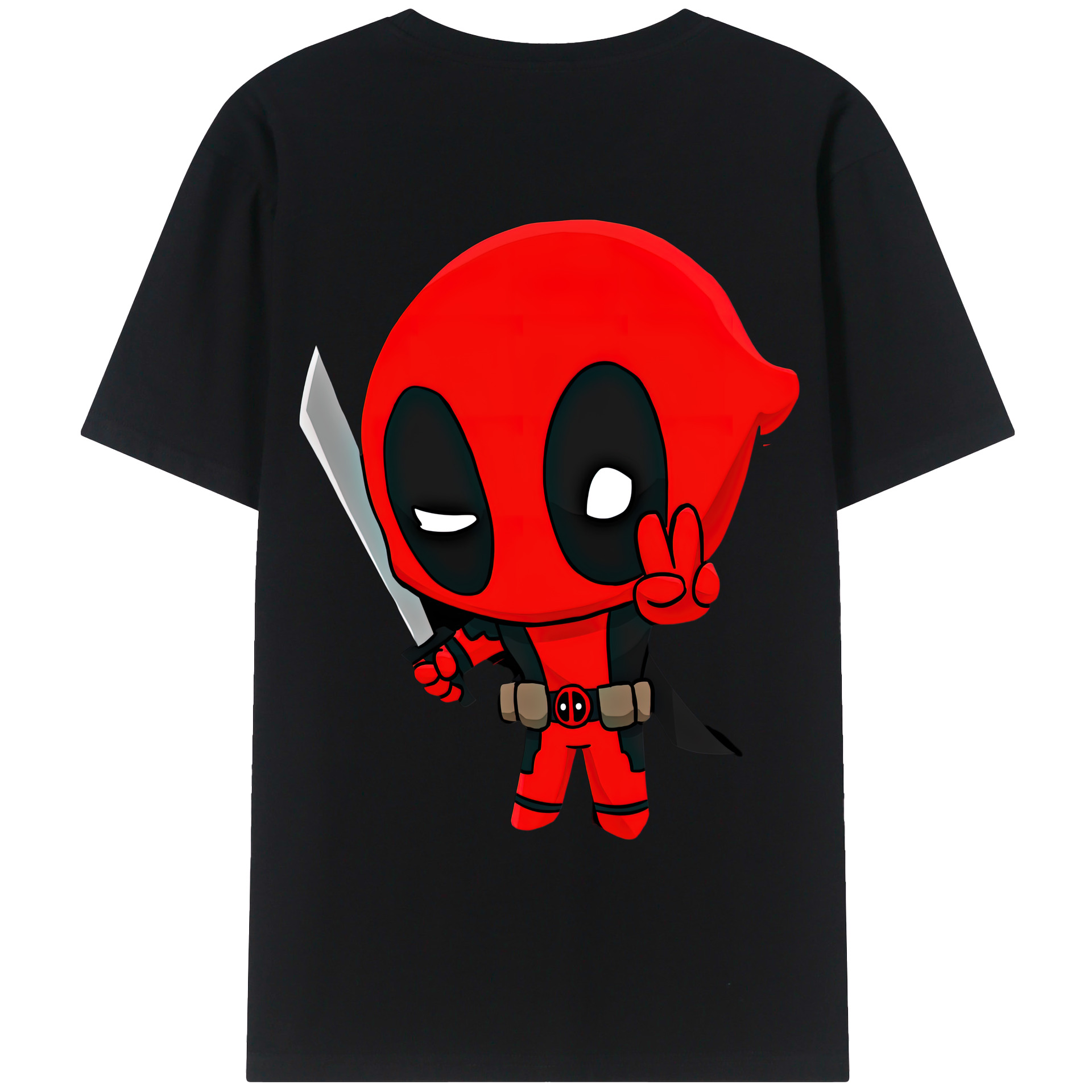 （画像用） Deadpool デッドプール 綿100％ メンズ半袖Tシャツ（バックプリント） 通気性