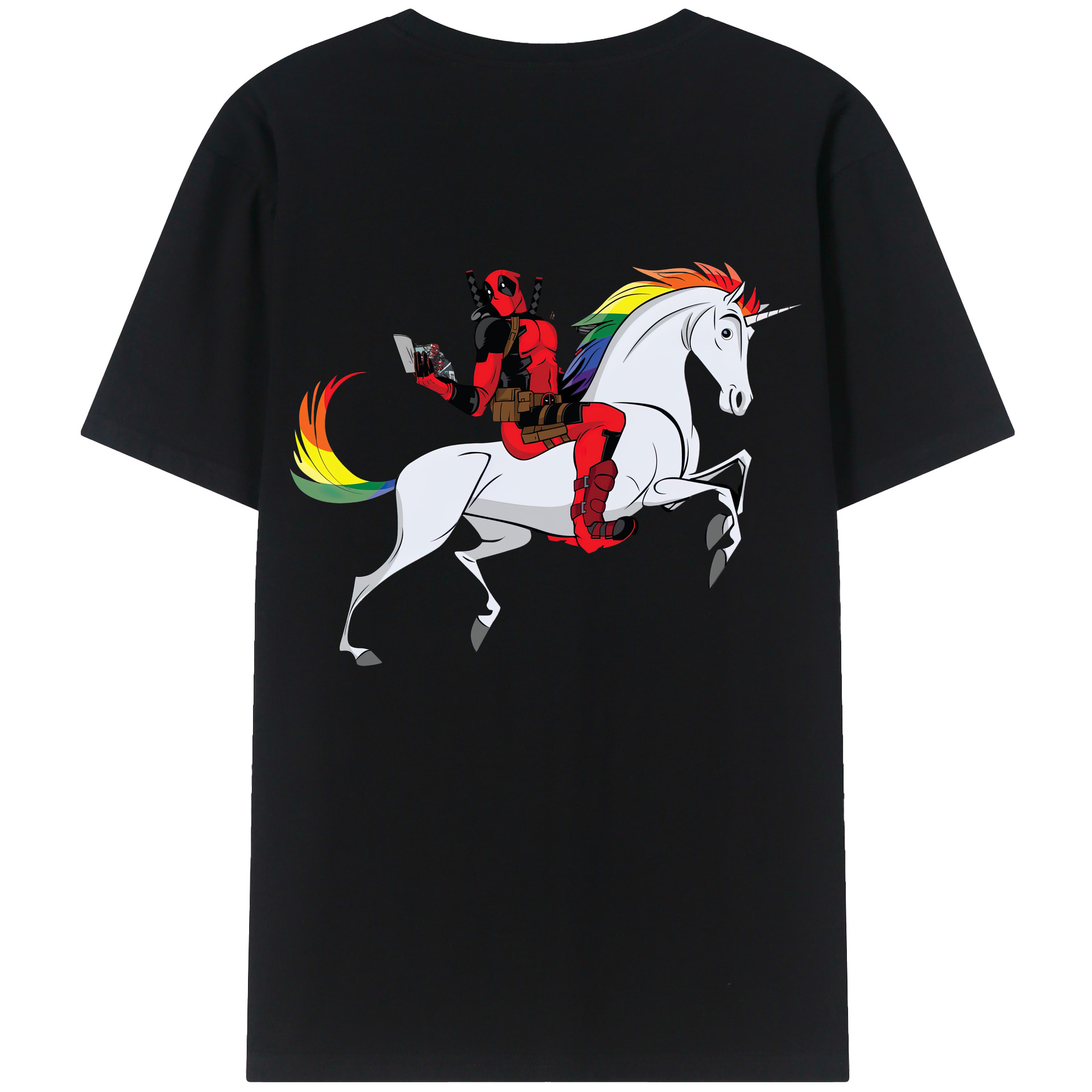 （画像用） Deadpool デッドプール 綿100％ メンズ半袖Tシャツ（バックプリント） 通気性