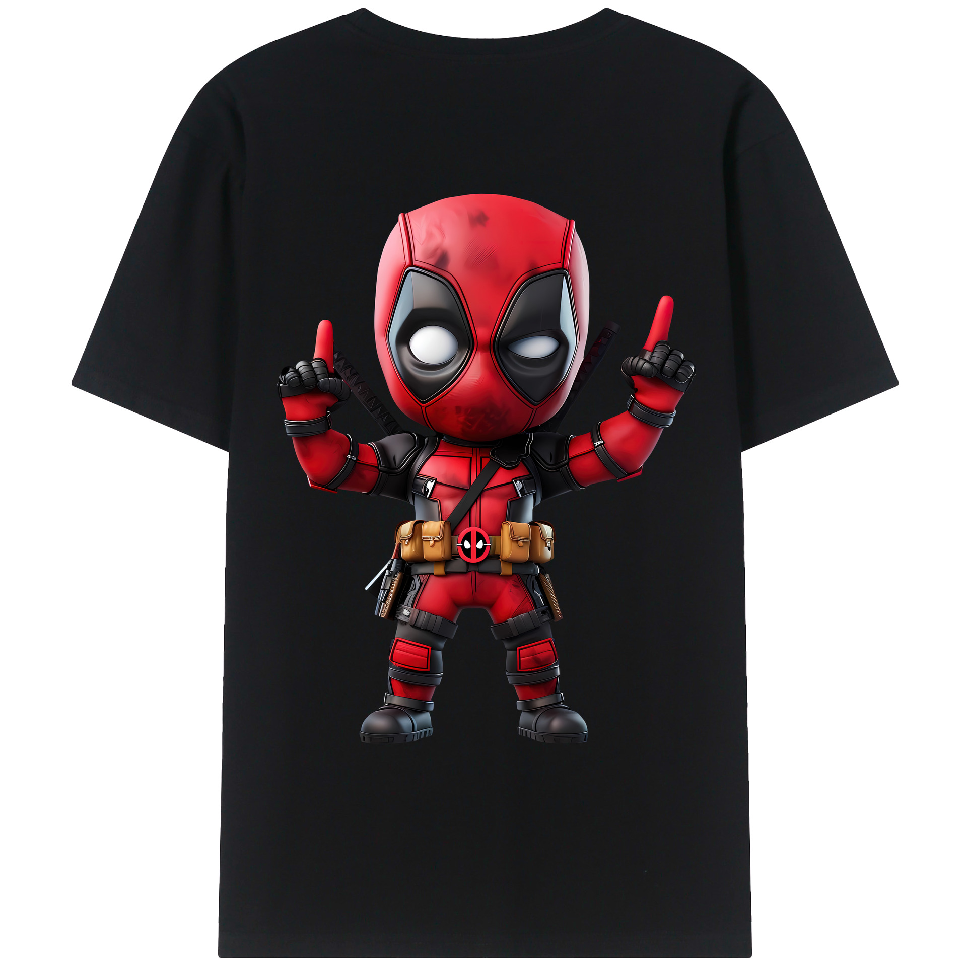 （画像用） Deadpool デッドプール 綿100％ メンズ半袖Tシャツ（バックプリント） 通気性