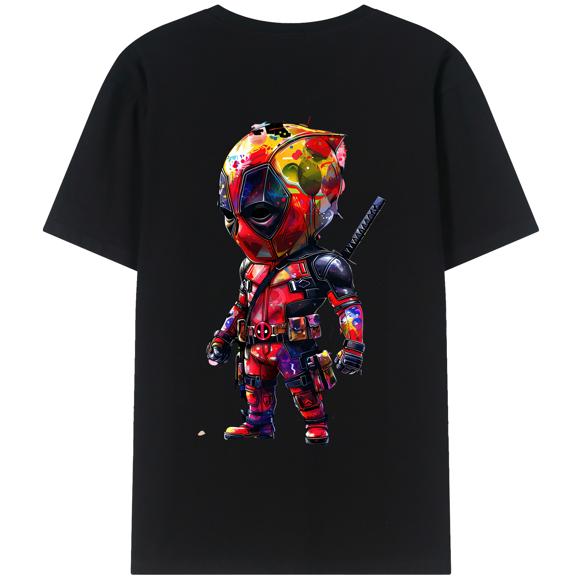 （画像用） Deadpool デッドプール 綿100％ メンズ半袖Tシャツ（バックプリント） 通気性