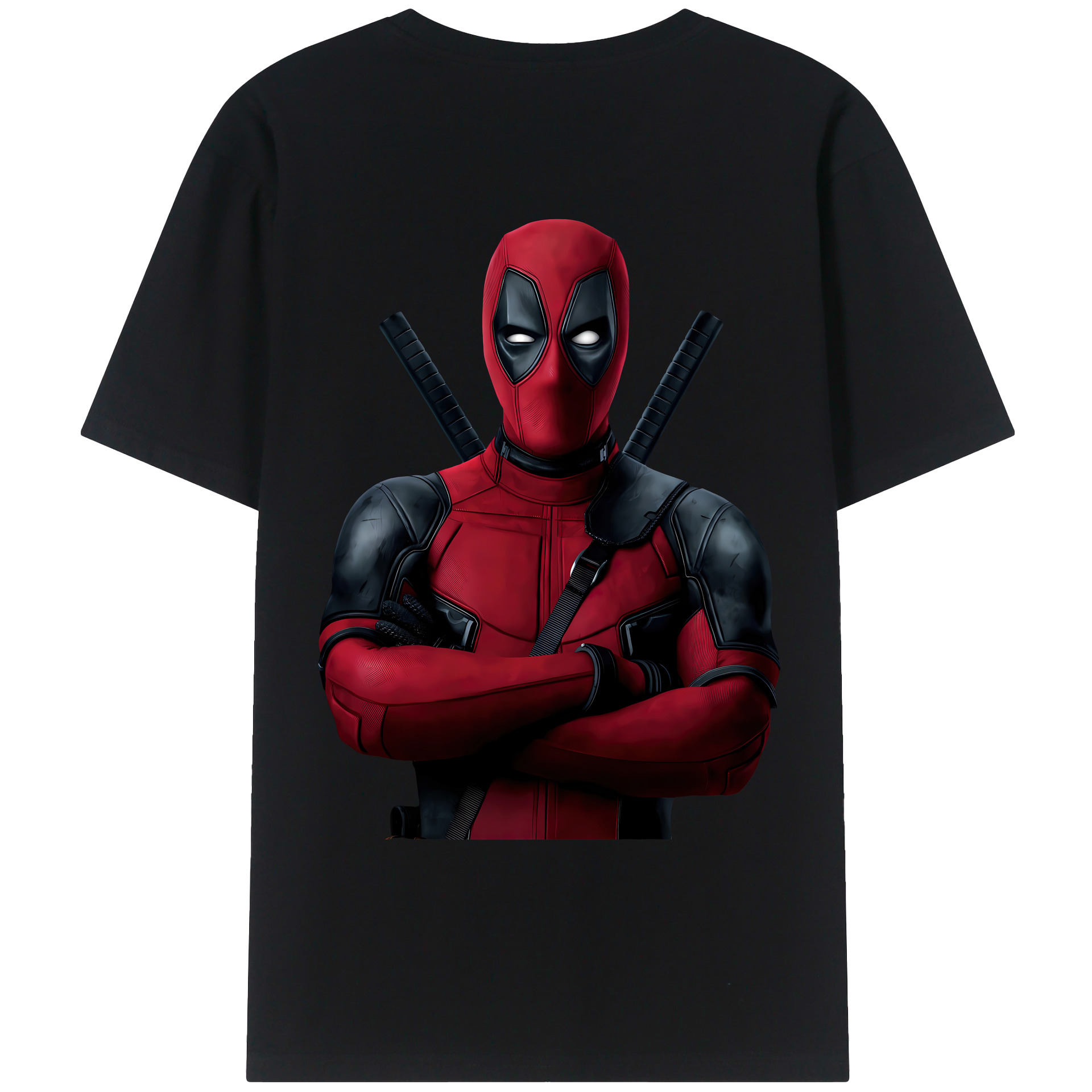 （画像用） Deadpool デッドプール 綿100％ メンズ半袖Tシャツ（バックプリント） 通気性