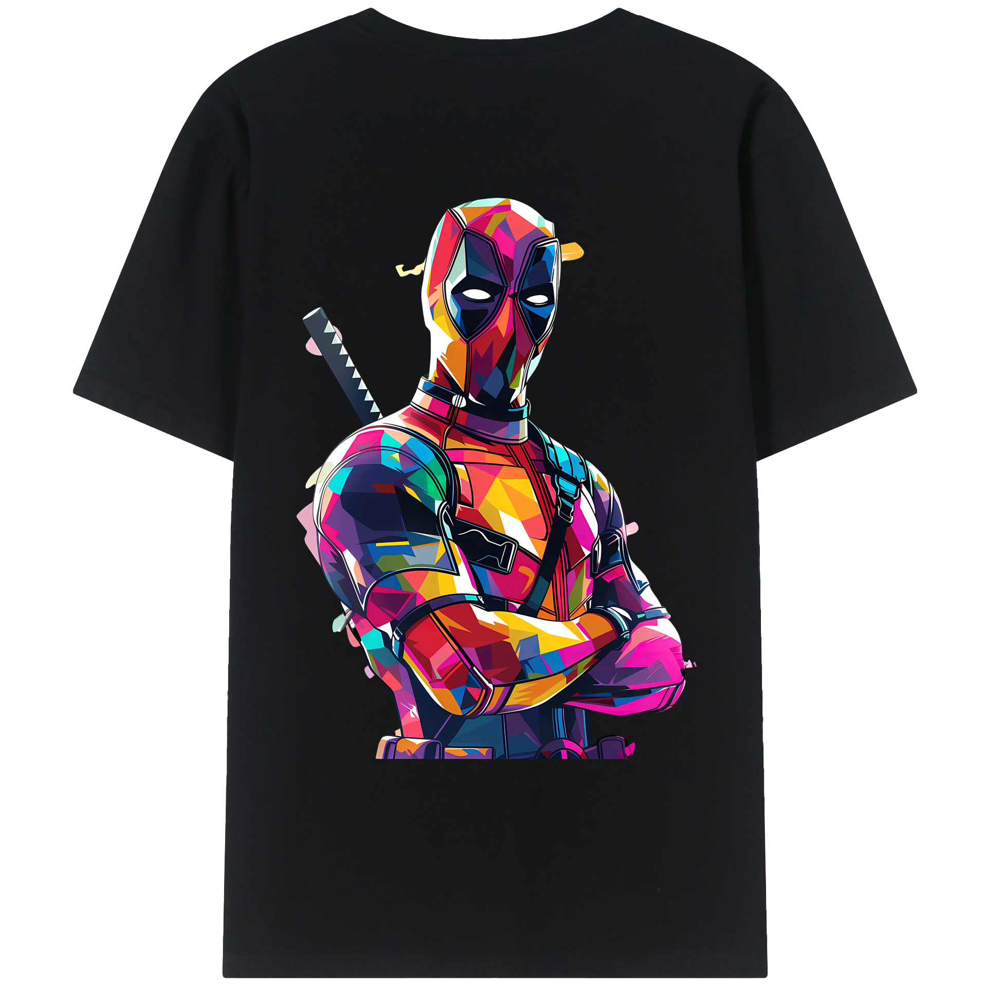 （画像用） Deadpool デッドプール 綿100％ メンズ半袖Tシャツ（バックプリント） 通気性