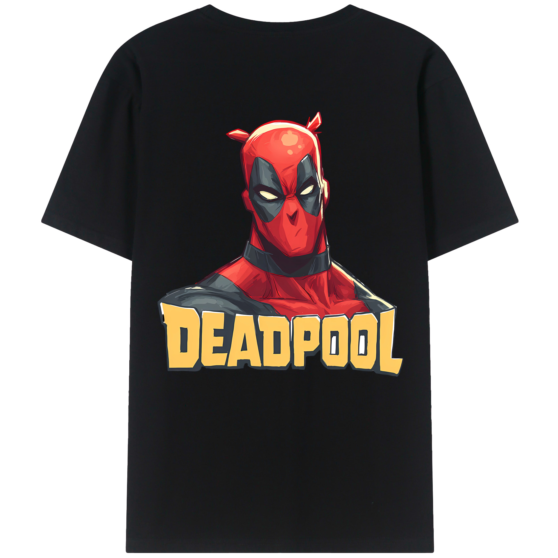 （画像用） Deadpool デッドプール 綿100％ メンズ半袖Tシャツ（バックプリント） 通気性