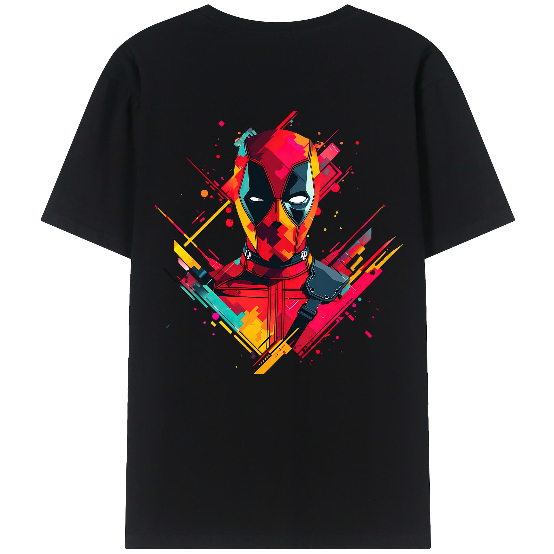 （画像用） Deadpool デッドプール 綿100％ メンズ半袖Tシャツ（バックプリント） 通気性