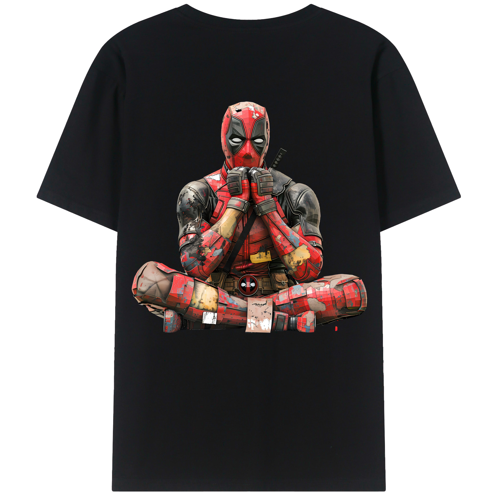 （画像用） Deadpool デッドプール 綿100％ メンズ半袖Tシャツ（バックプリント） 通気性