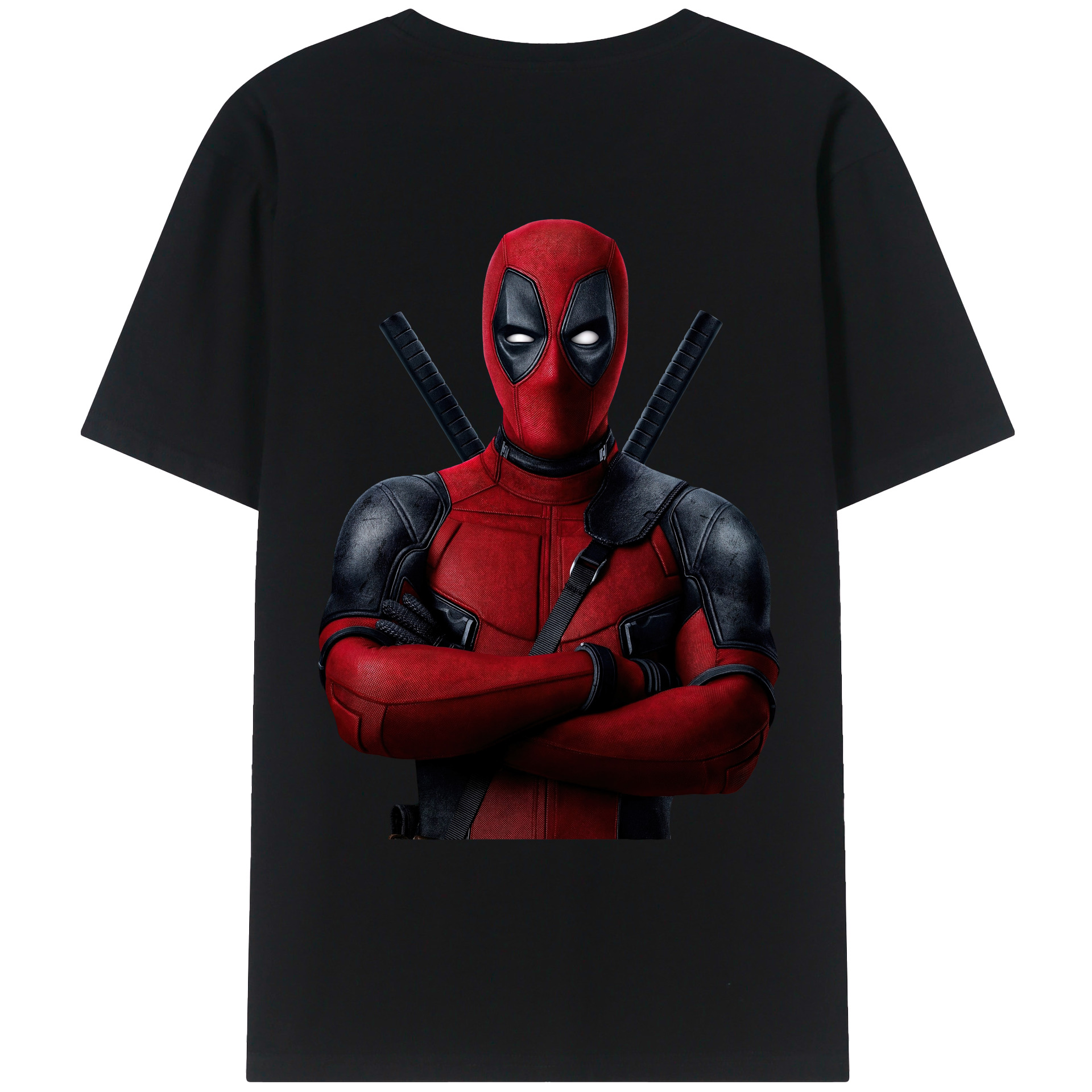 （画像用） Deadpool デッドプール 綿100％ メンズ半袖Tシャツ（バックプリント） 通気性