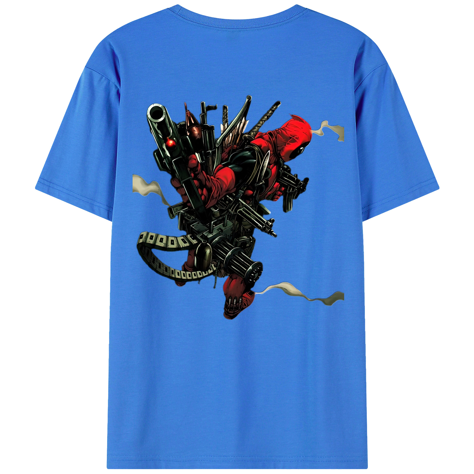 （画像用） Deadpool デッドプール 綿100％ メンズ半袖Tシャツ（バックプリント） 通気性