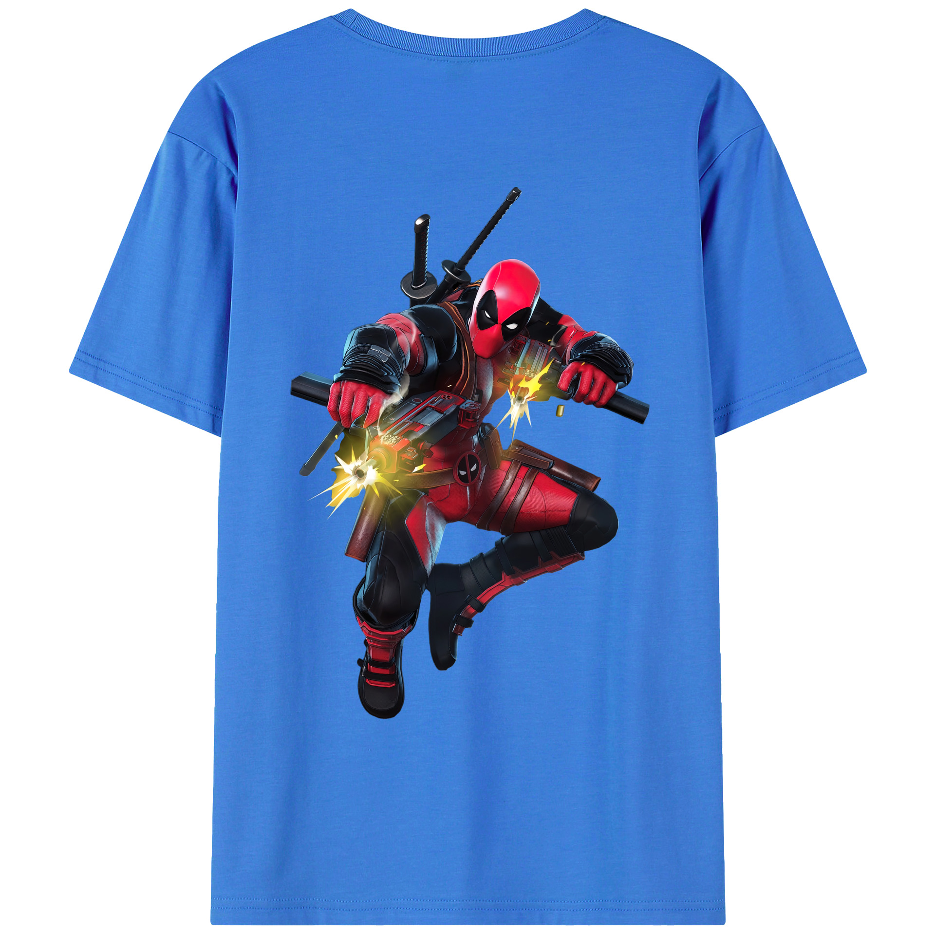（画像用） Deadpool デッドプール 綿100％ メンズ半袖Tシャツ（バックプリント） 通気性