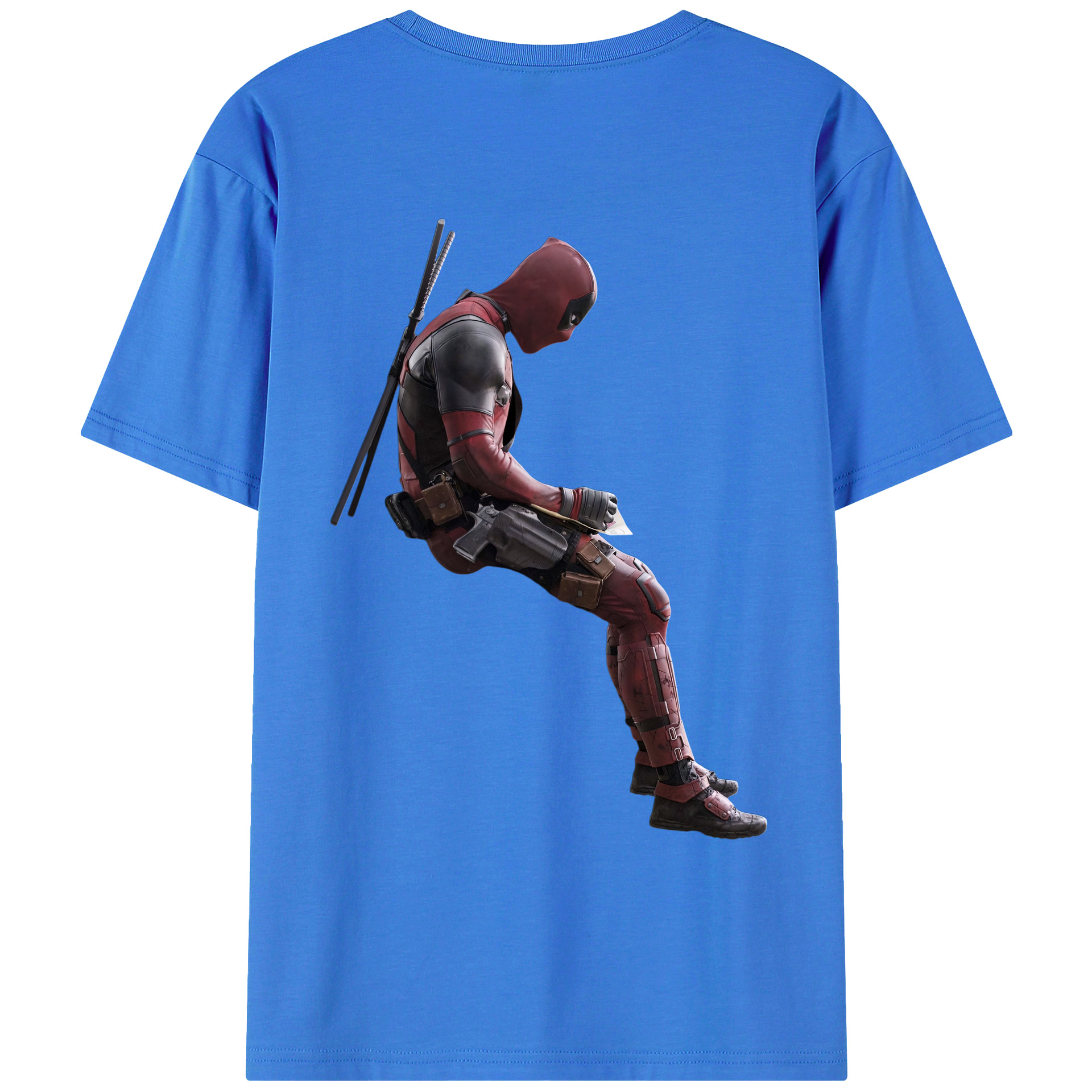 （画像用） Deadpool デッドプール 綿100％ メンズ半袖Tシャツ（バックプリント） 通気性
