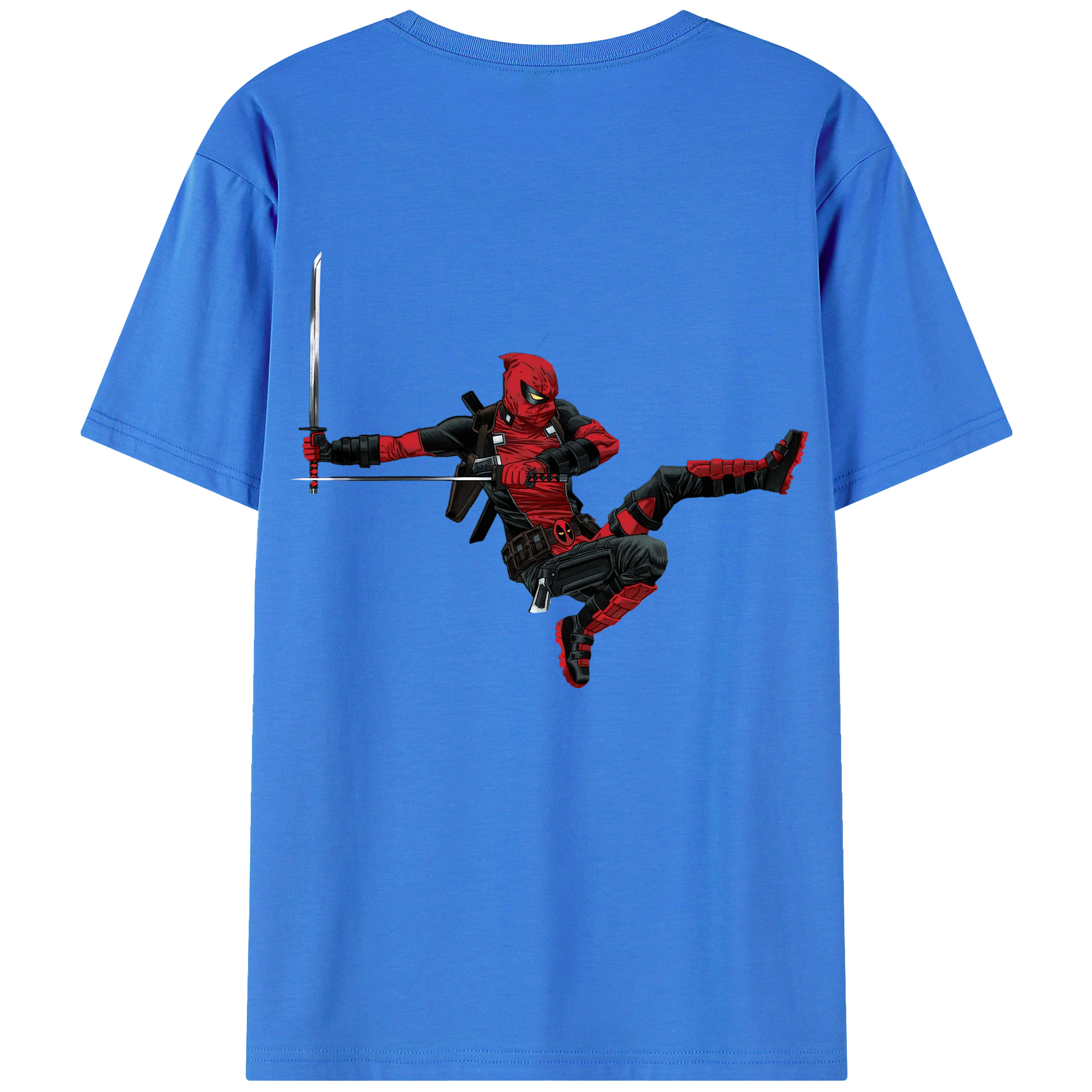 （画像用） Deadpool デッドプール 綿100％ メンズ半袖Tシャツ（バックプリント） 通気性