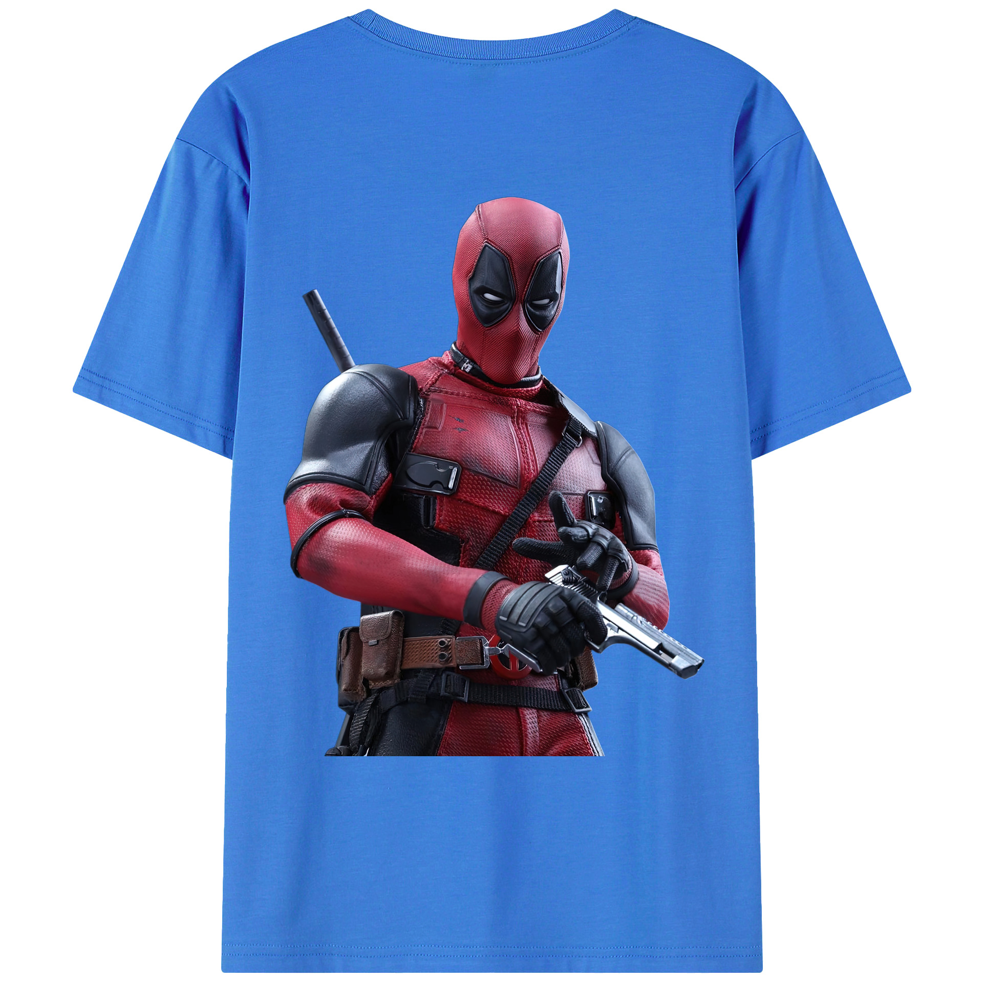 （画像用） Deadpool デッドプール 綿100％ メンズ半袖Tシャツ（バックプリント） 通気性