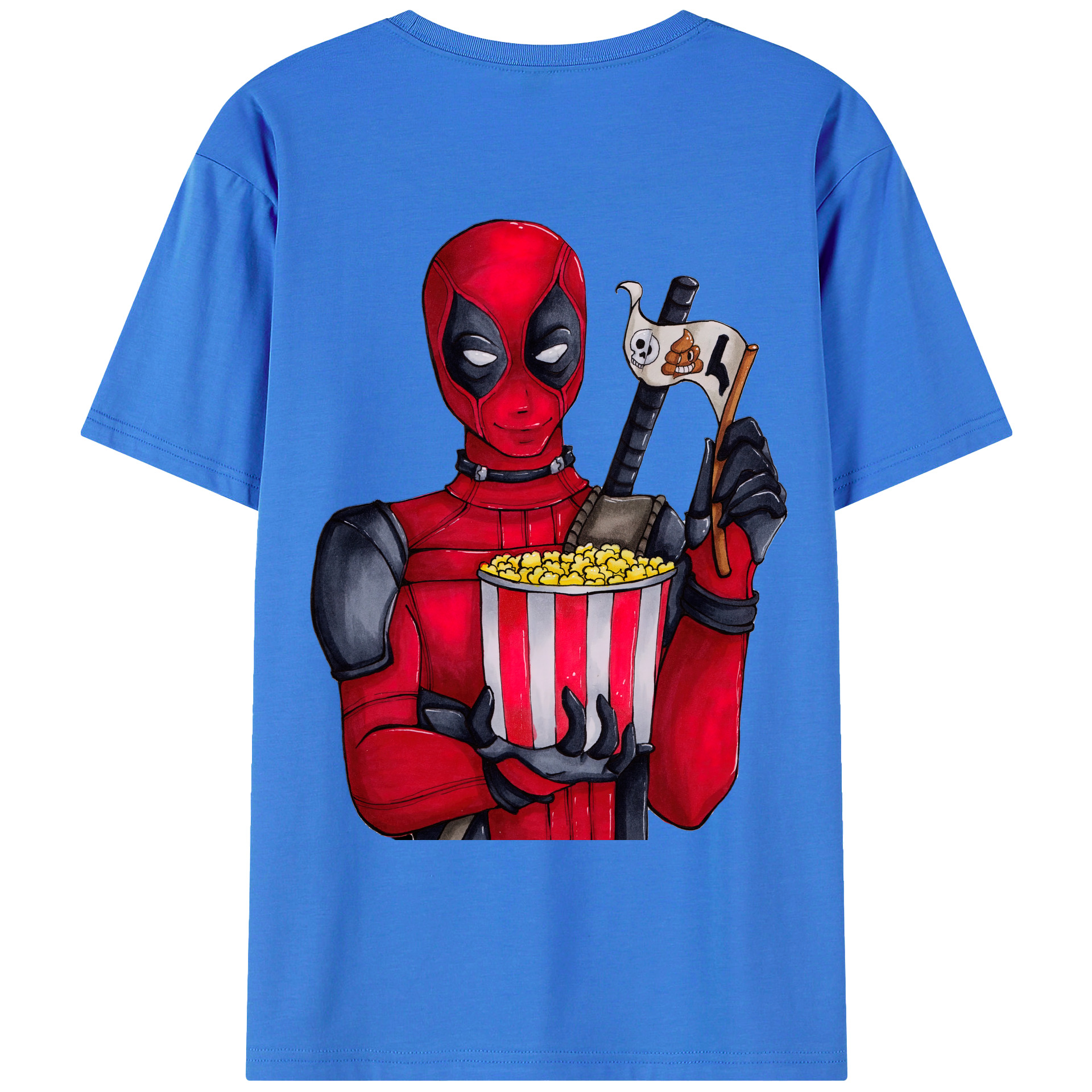 （画像用） Deadpool デッドプール 綿100％ メンズ半袖Tシャツ（バックプリント） 通気性