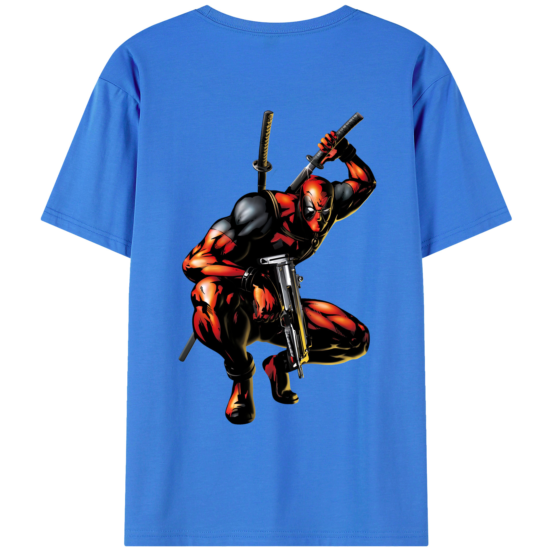（画像用） Deadpool デッドプール 綿100％ メンズ半袖Tシャツ（バックプリント） 通気性