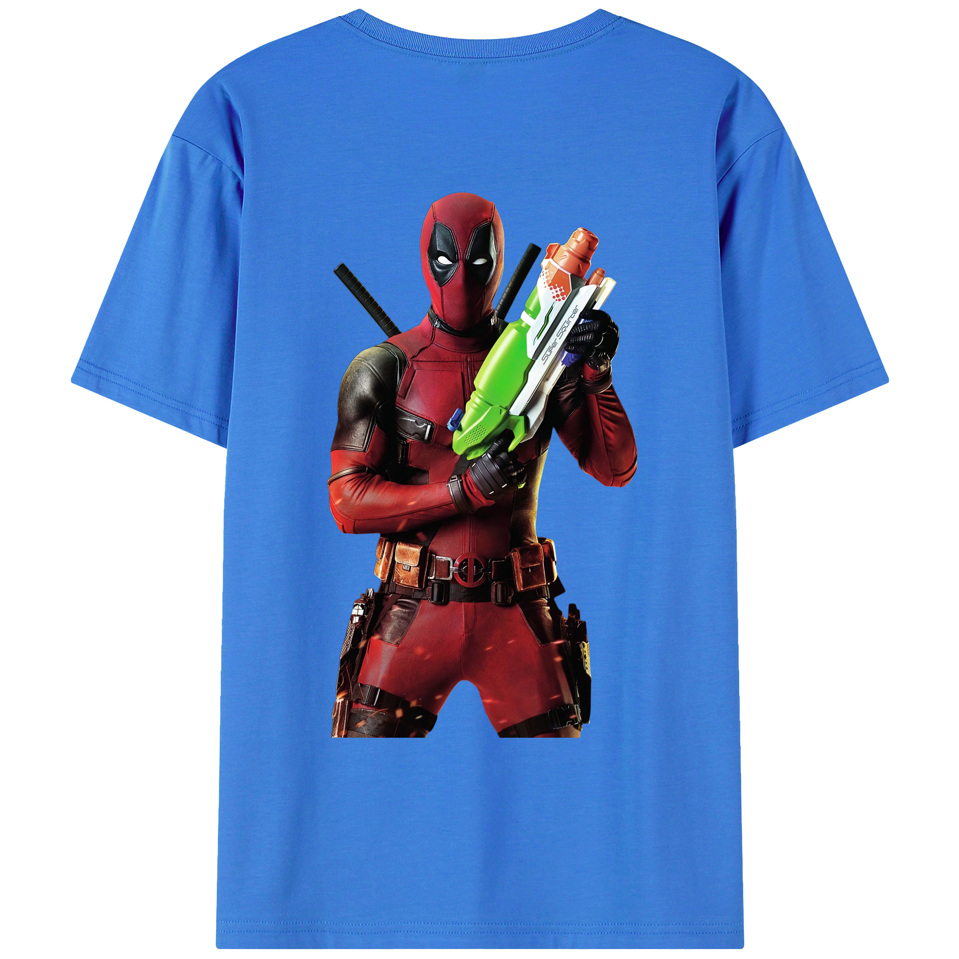 （画像用） Deadpool デッドプール 綿100％ メンズ半袖Tシャツ（バックプリント） 通気性