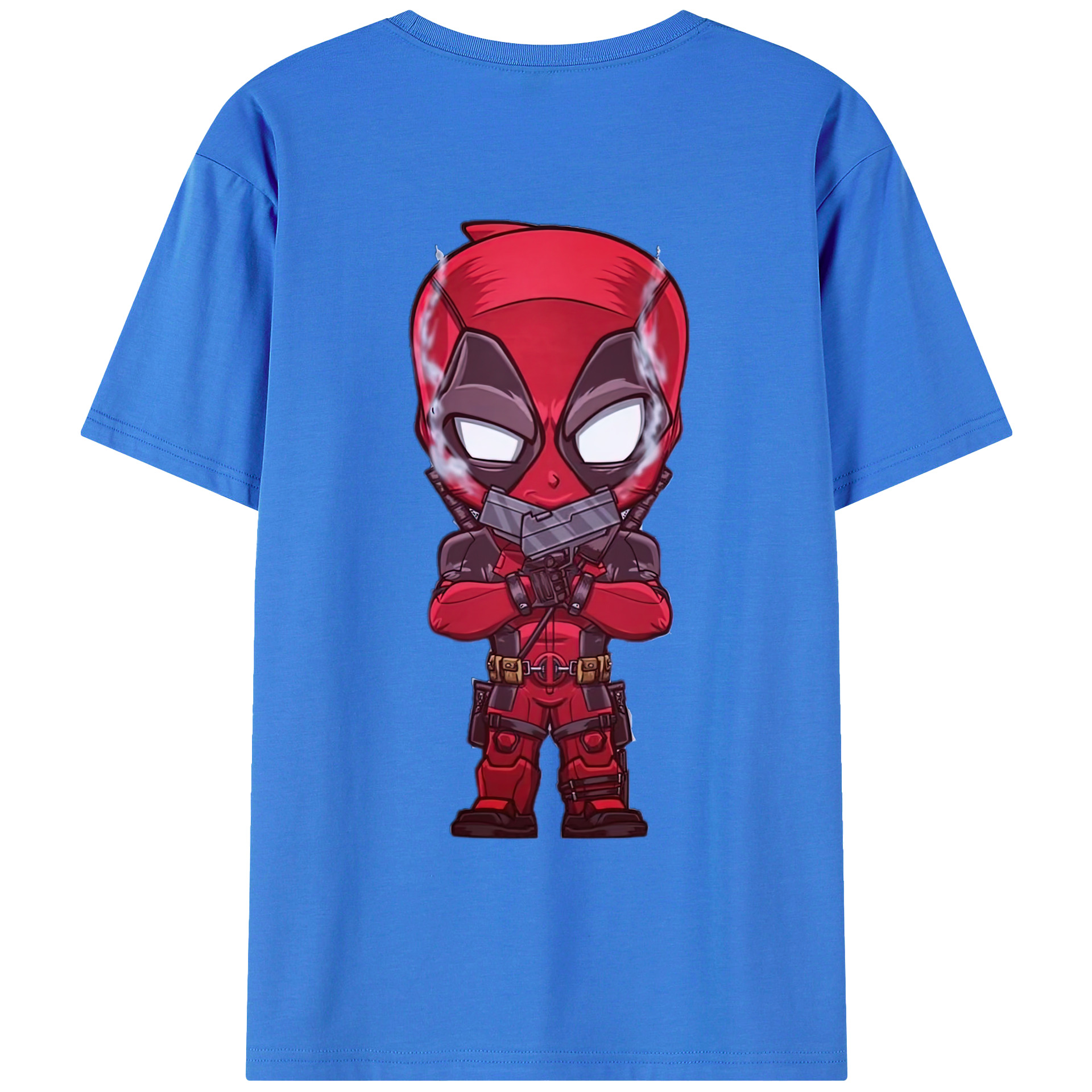 （画像用） Deadpool デッドプール 綿100％ メンズ半袖Tシャツ（バックプリント） 通気性