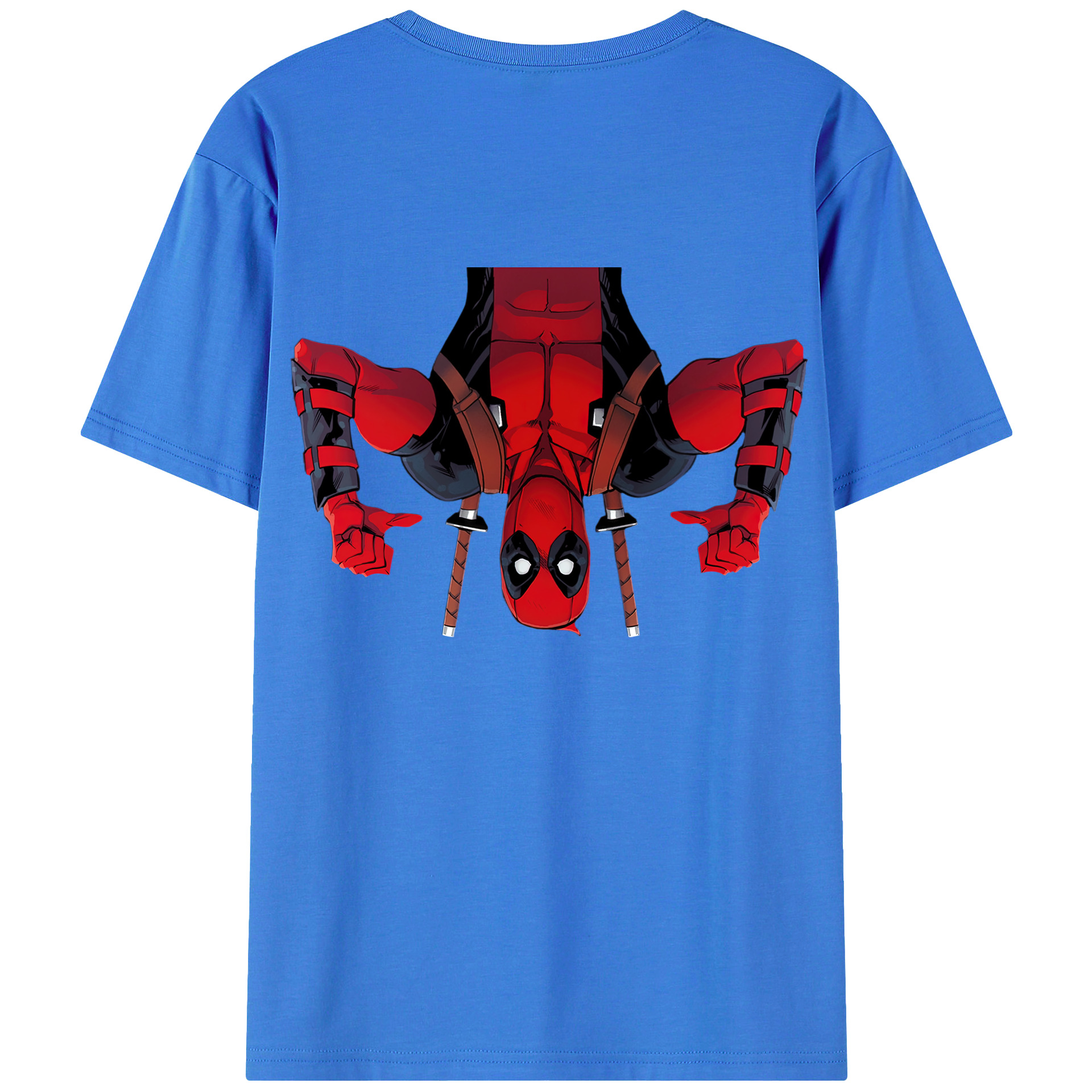（画像用） Deadpool デッドプール 綿100％ メンズ半袖Tシャツ（バックプリント） 通気性