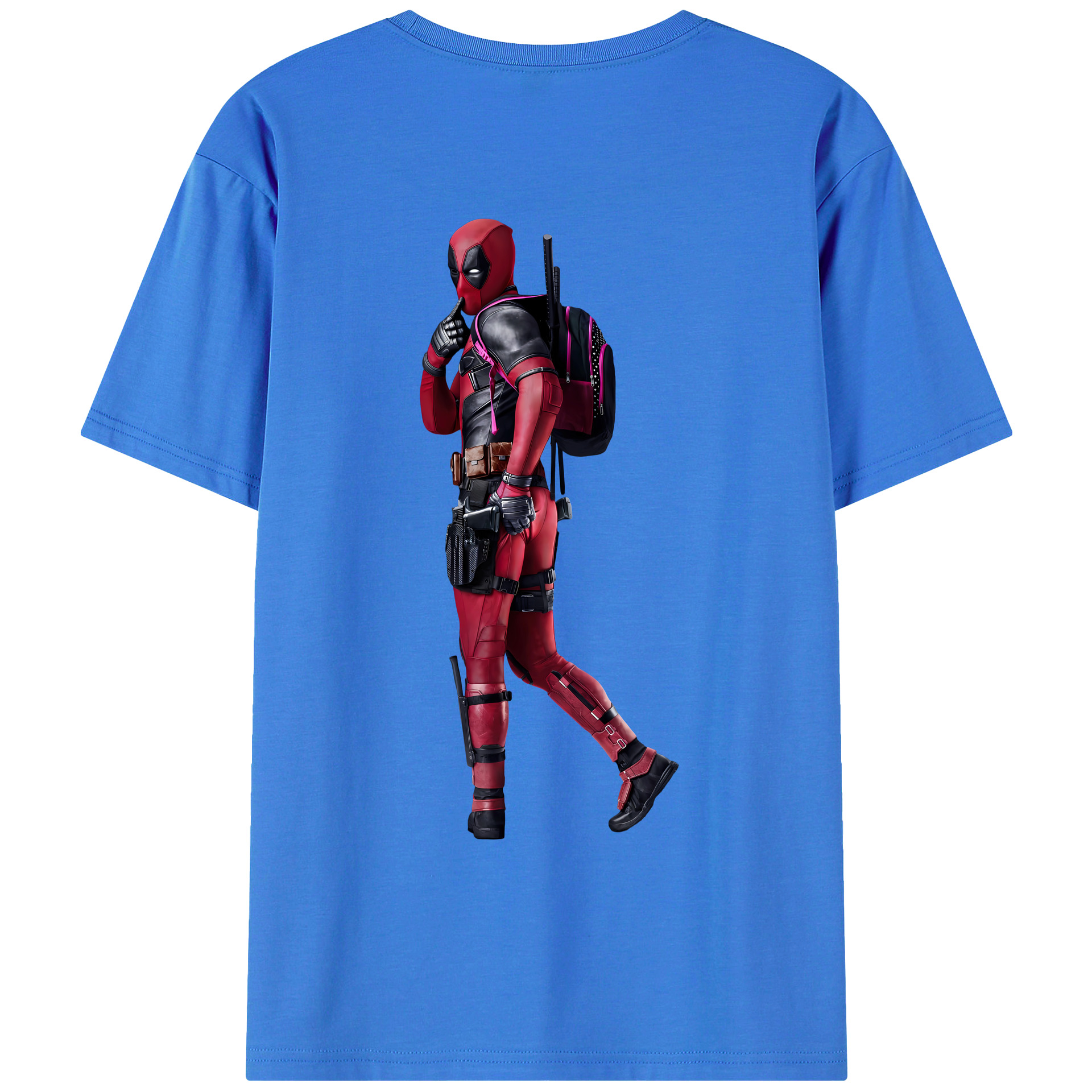 （画像用） Deadpool デッドプール 綿100％ メンズ半袖Tシャツ（バックプリント） 通気性